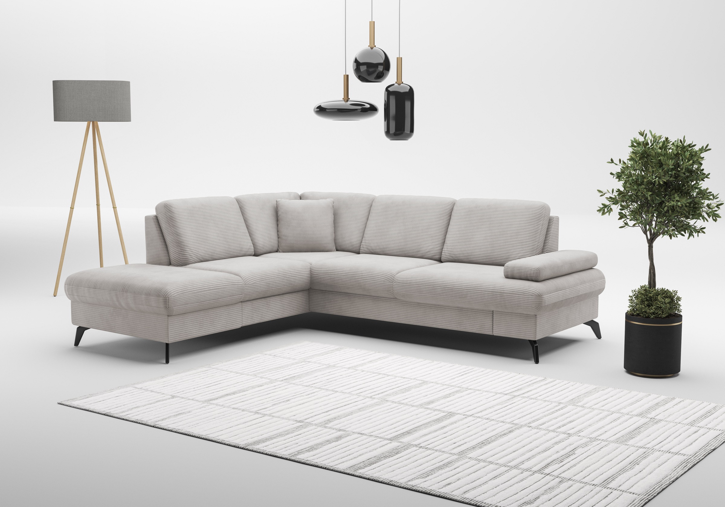 sit&more Ecksofa »Morris Jubi L-Form, B: 238 cm«, mit Armteilfunktion & 1 Zierkissen, optional Bettfunktion