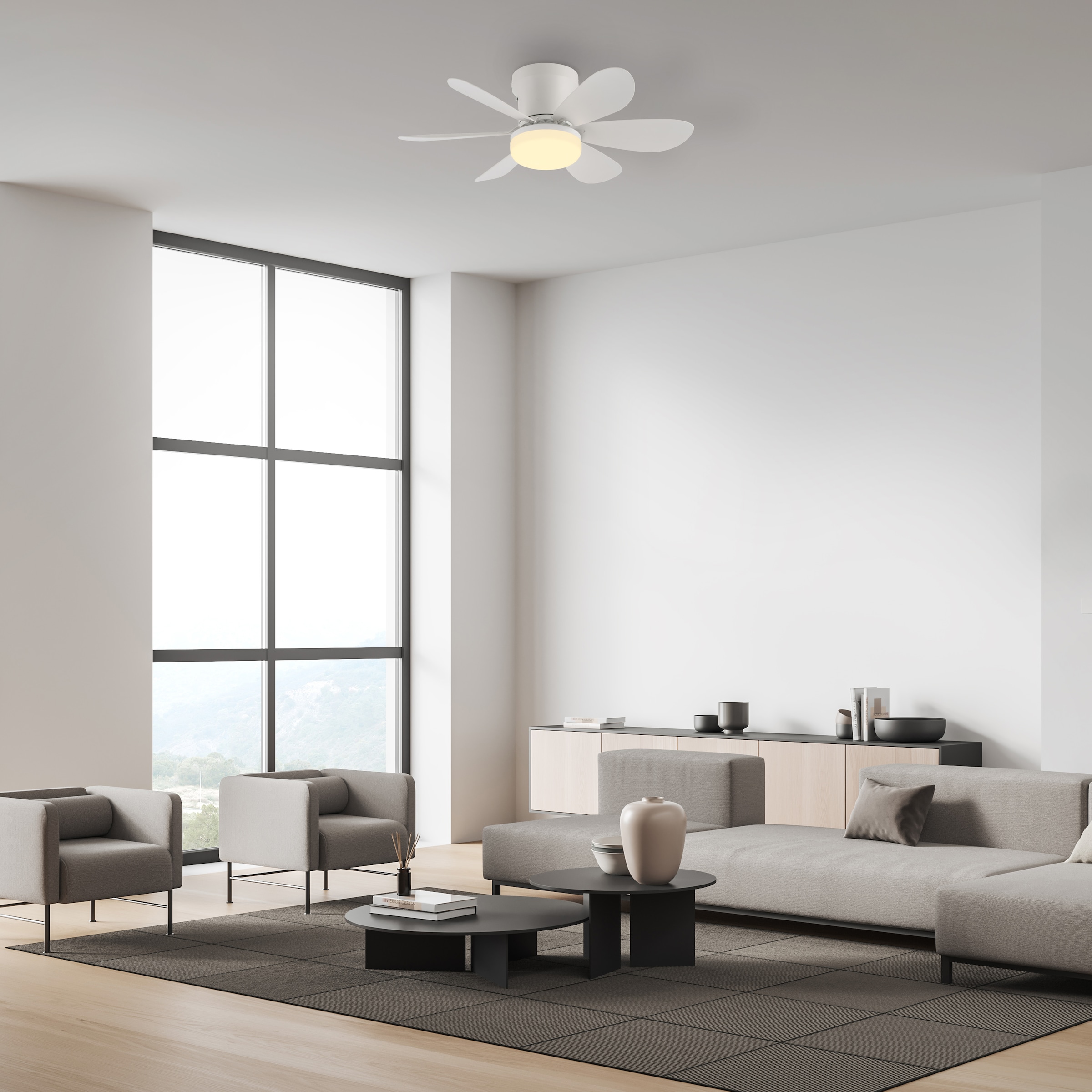 JUST LIGHT LED Deckenleuchte »MINIAIR« LED-Board 1 Stk. warmweiß - kaltweiß Ventilatorfunktion in 3 Geschwindigkeitsstufen, mit Timer 2h/4h/8h