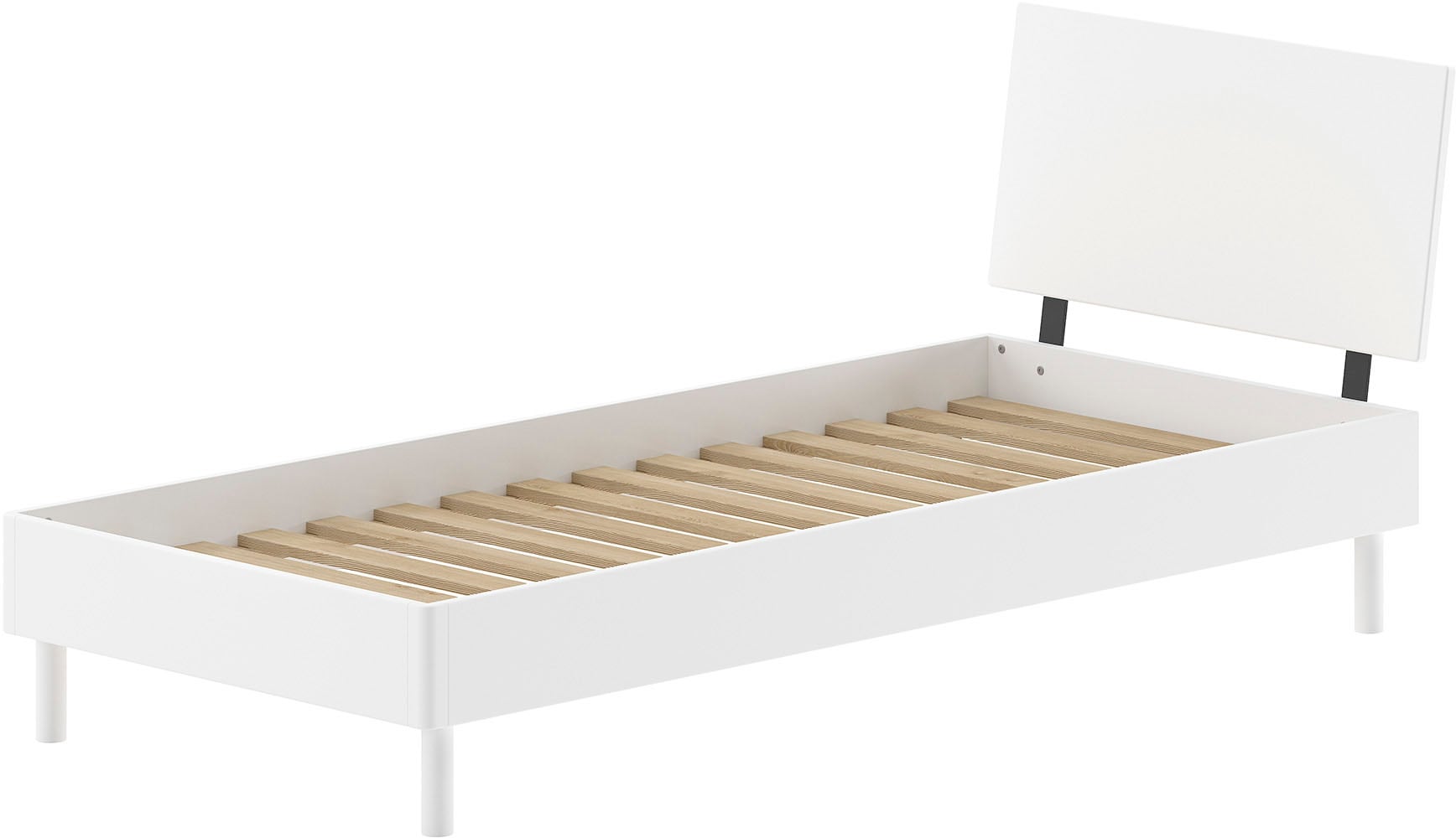 Home affaire Einzelbett »Forrest, mit oder ohne Polsterkopfteil, in modernem Design«, (Liegefläche 90x200 cm inkl. Massivholz Rolllattenrost), wahlweise in Buche oder Eiche massiv, stabil und hochwertig gebaut