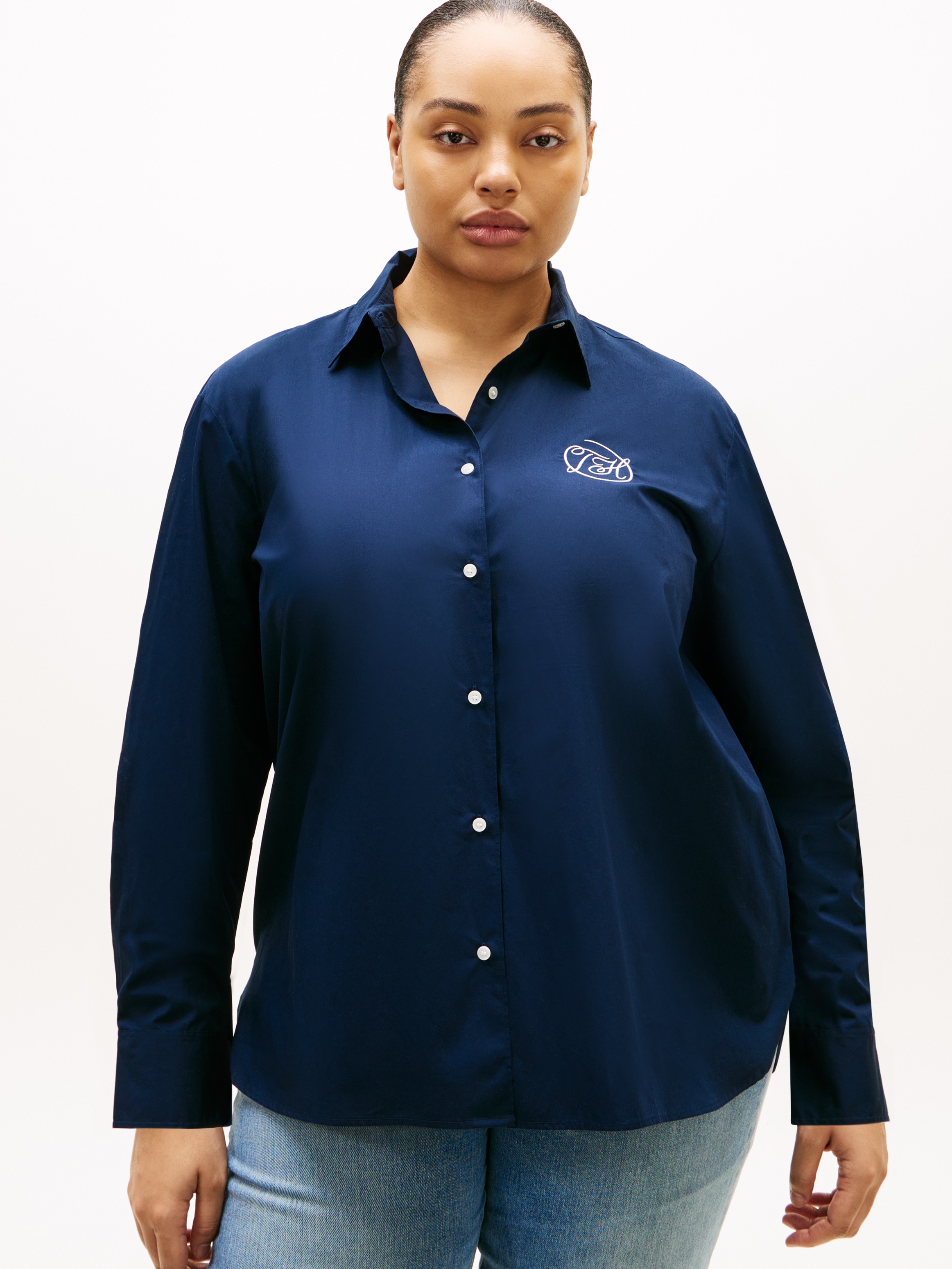 Tommy Hilfiger Curve Hemdbluse »CRV COTTON EASY SHIRT« in großen Größen, Baumwolle