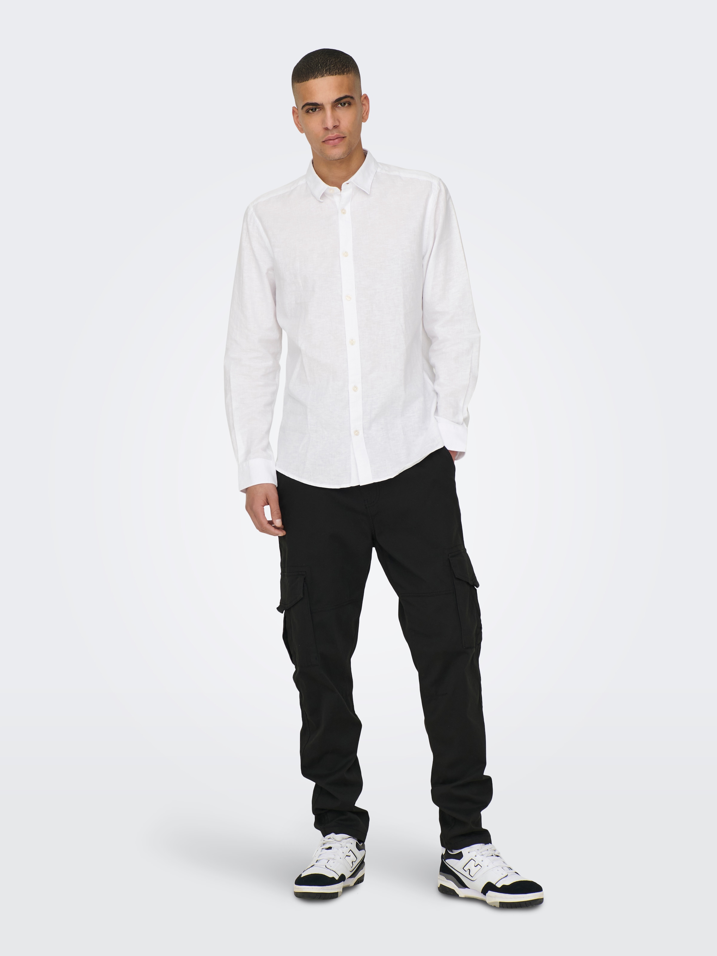 ONLY & SONS Langarmhemd »ONSCAIDEN LS SOLID LINEN SHIRT NOOS« Baumwollmischung mit Leinen, slim fit