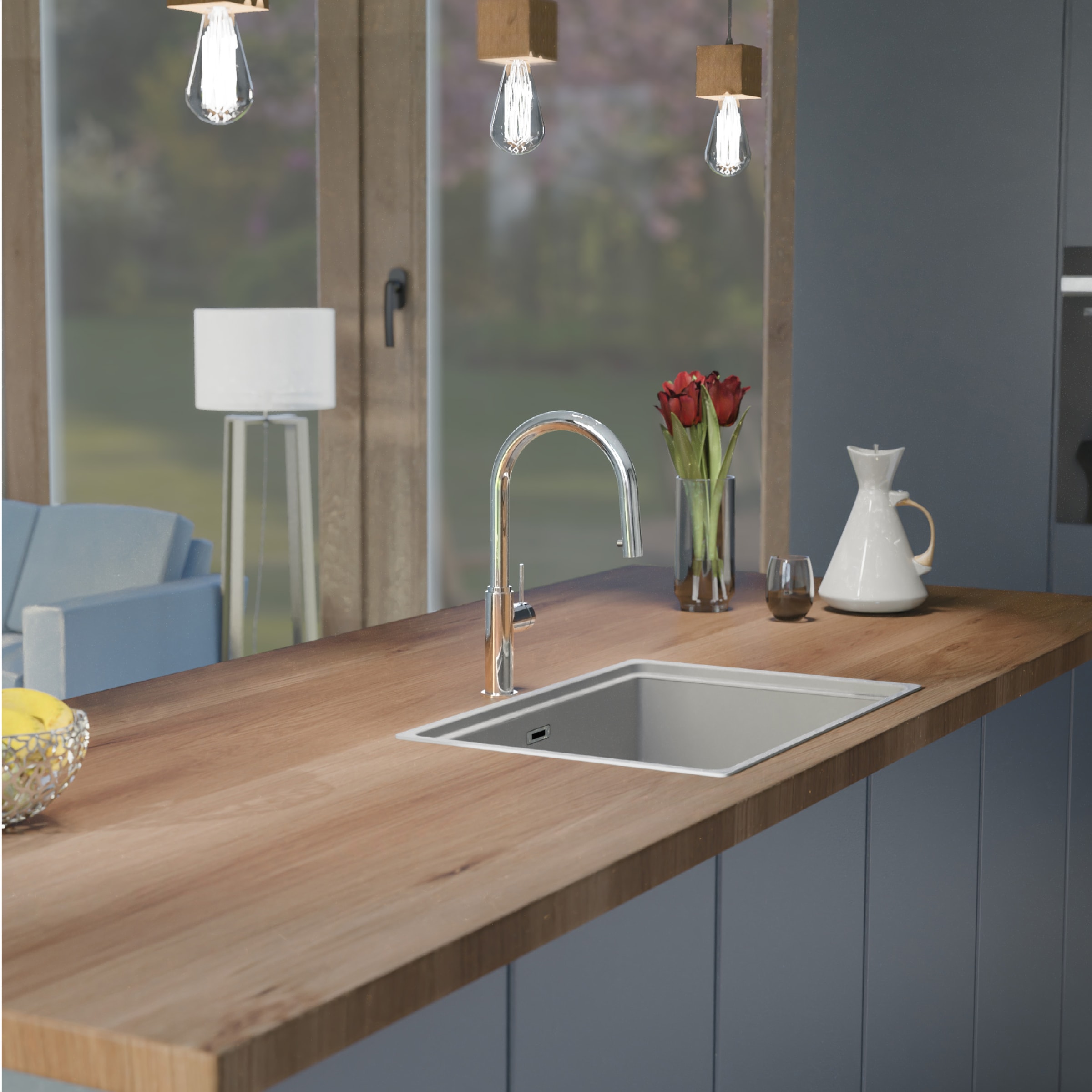 Schütte Spültischarmatur »BLACKPOOL« energiesp. Cold-Start-Funkt., 360° schwenkbar, ausziehbarer Schlauch