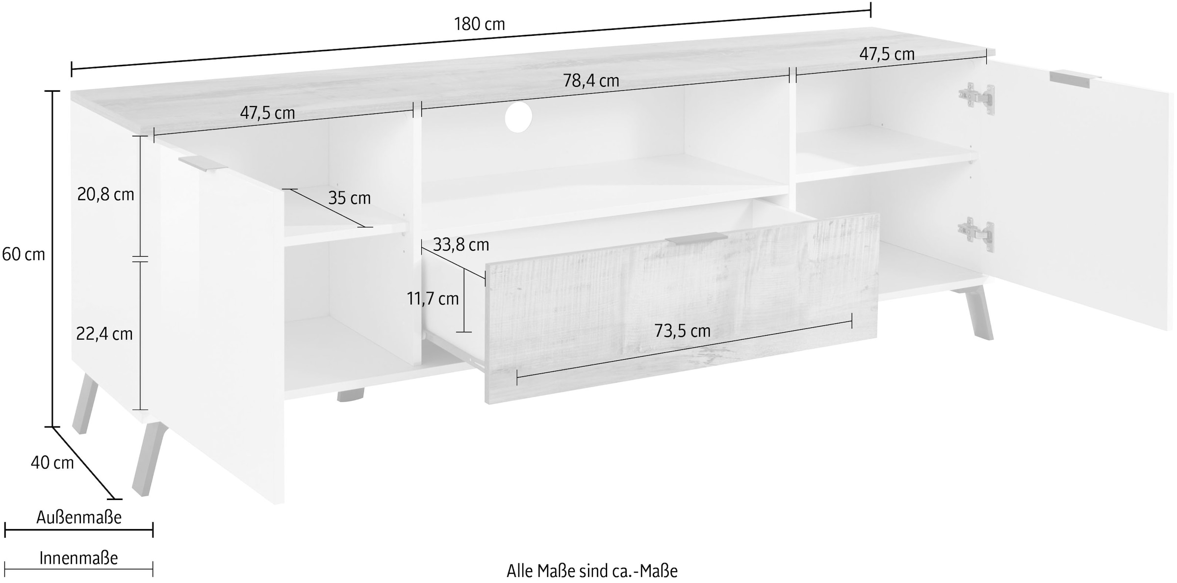 Home affaire Lowboard »CASANOVATV-Board, TV-Schrank« Breite ca. 180 cm