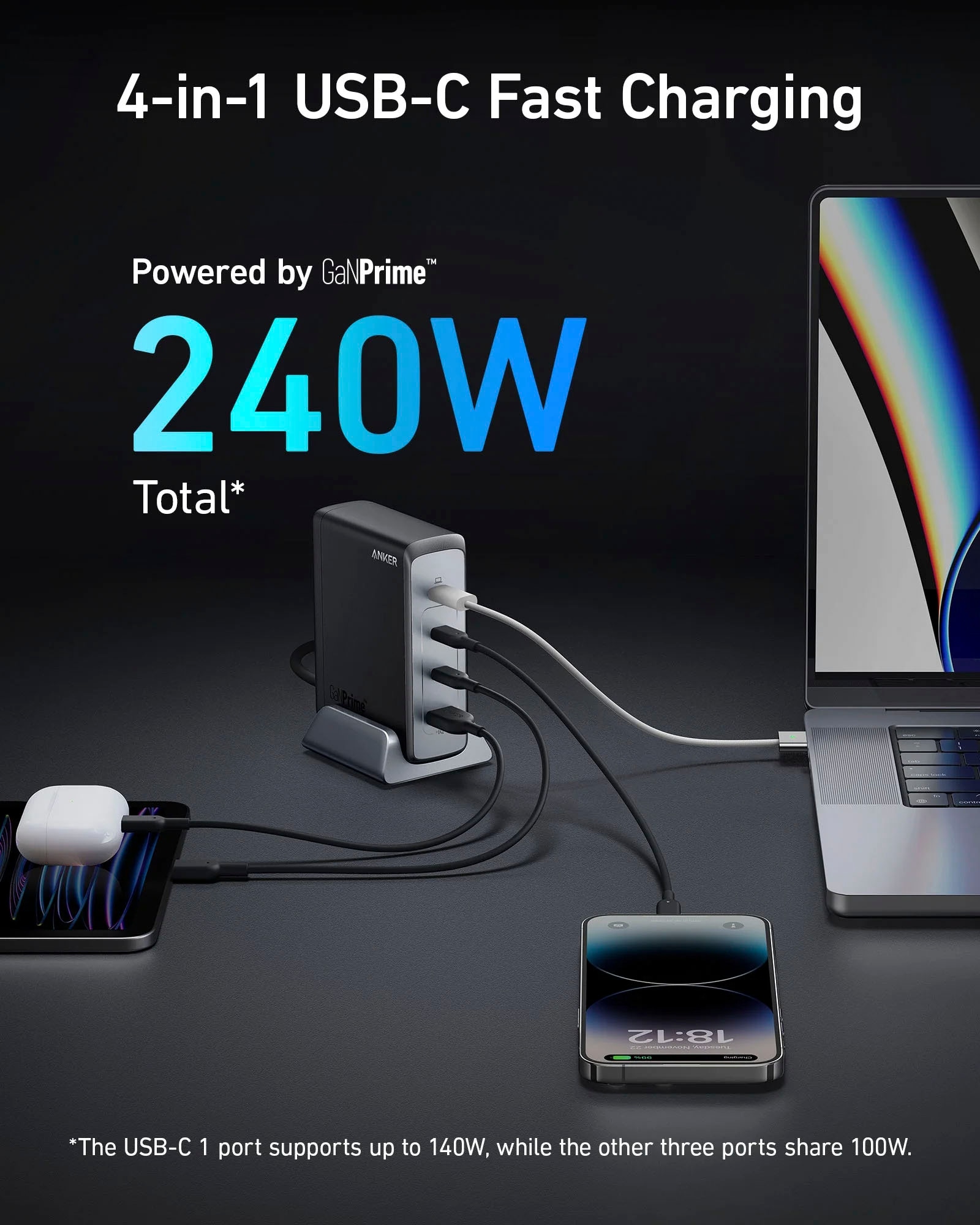 Anker Ladestation »Prime 240W GaN Wandladegerät (4 Ports)«
