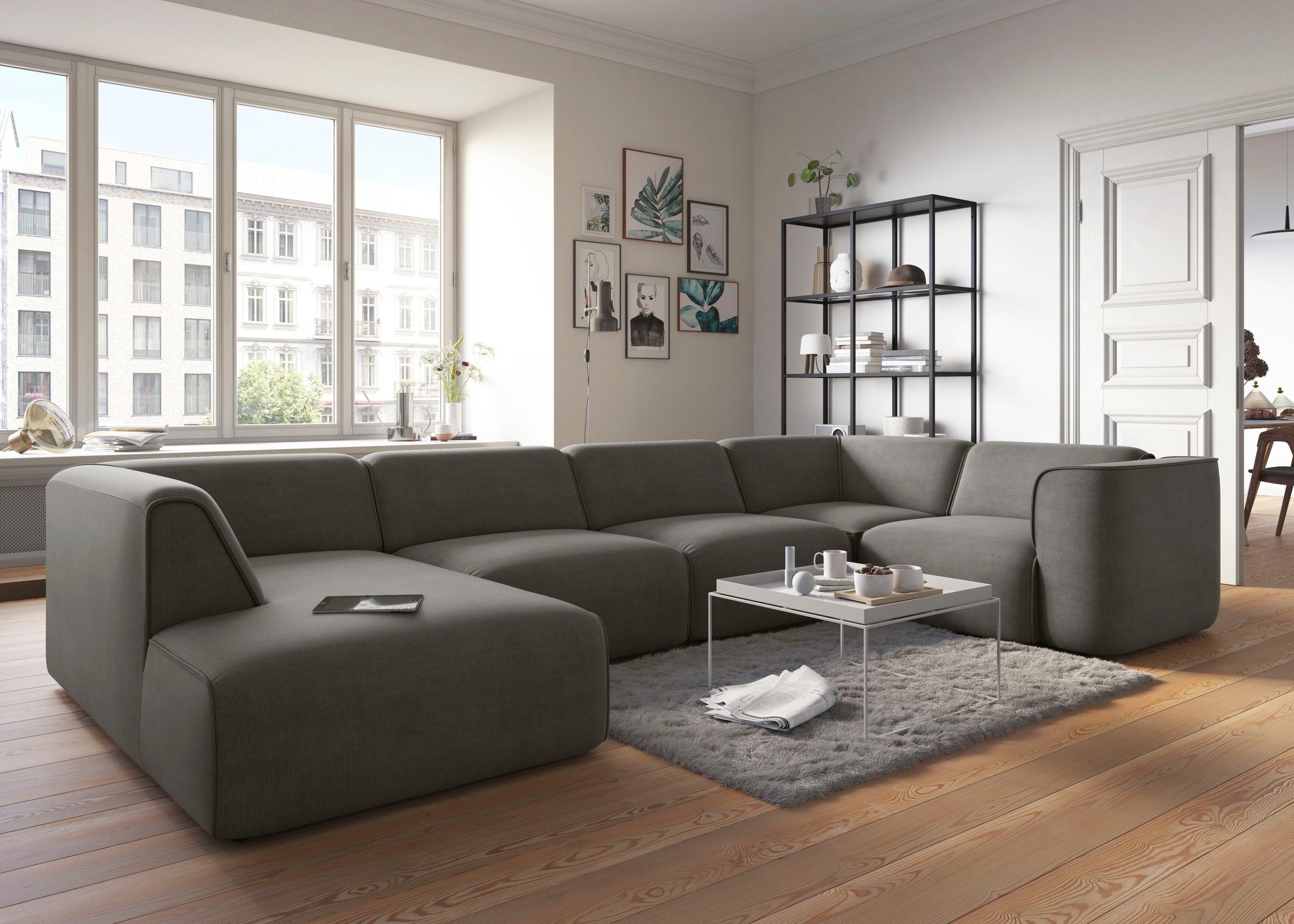 RAUM.ID Wohnlandschaft »Merid U-Form, jederzeit durch Module erweiterbar, B/T/H: 367/206/70 cm«, als Modul oder separat verwendbar, für individuelle Zusammenstellung