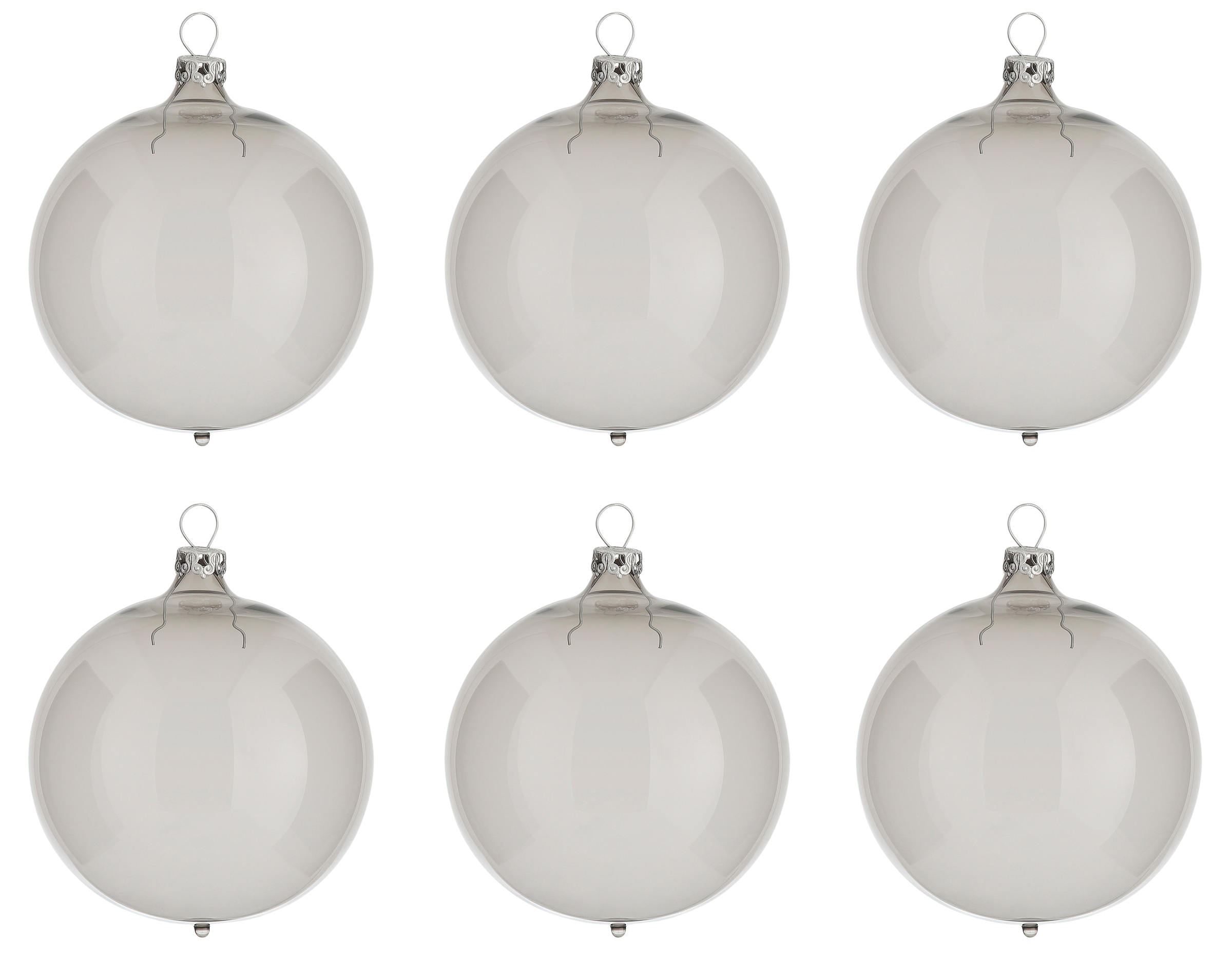 Thüringer Glasdesign Weihnachtsbaumkugel »Transparent, Weihnachtsdeko,  Christbaumschmuck, Christbaumkugeln Glas«, (Set, 6 St.), grau online kaufen