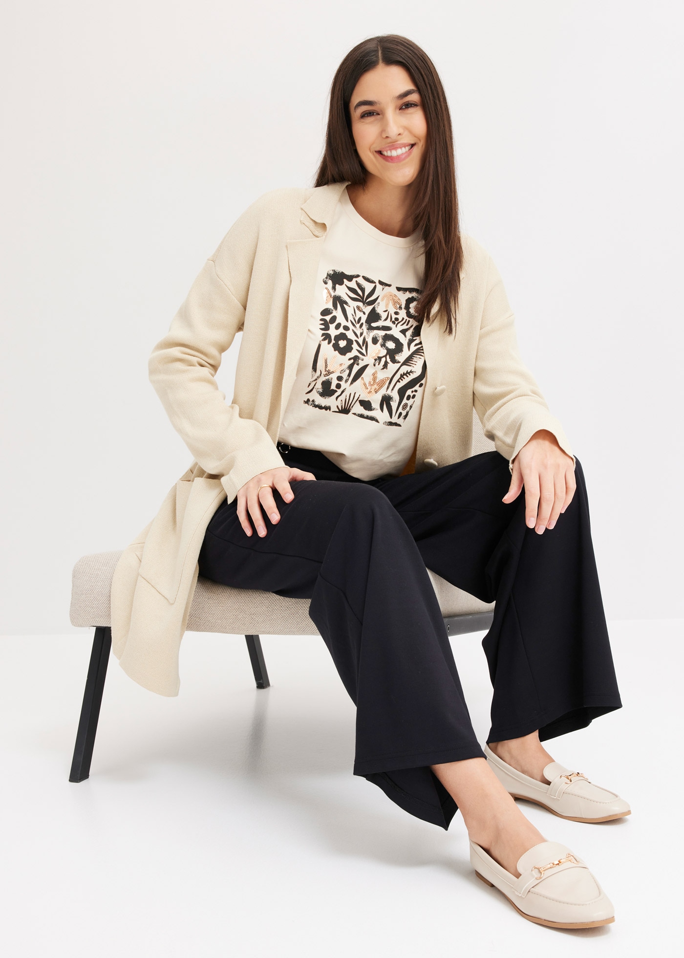 bonprix Langarmshirt 1 Slim fit Passform, Langarm, für Frühling und Sommer