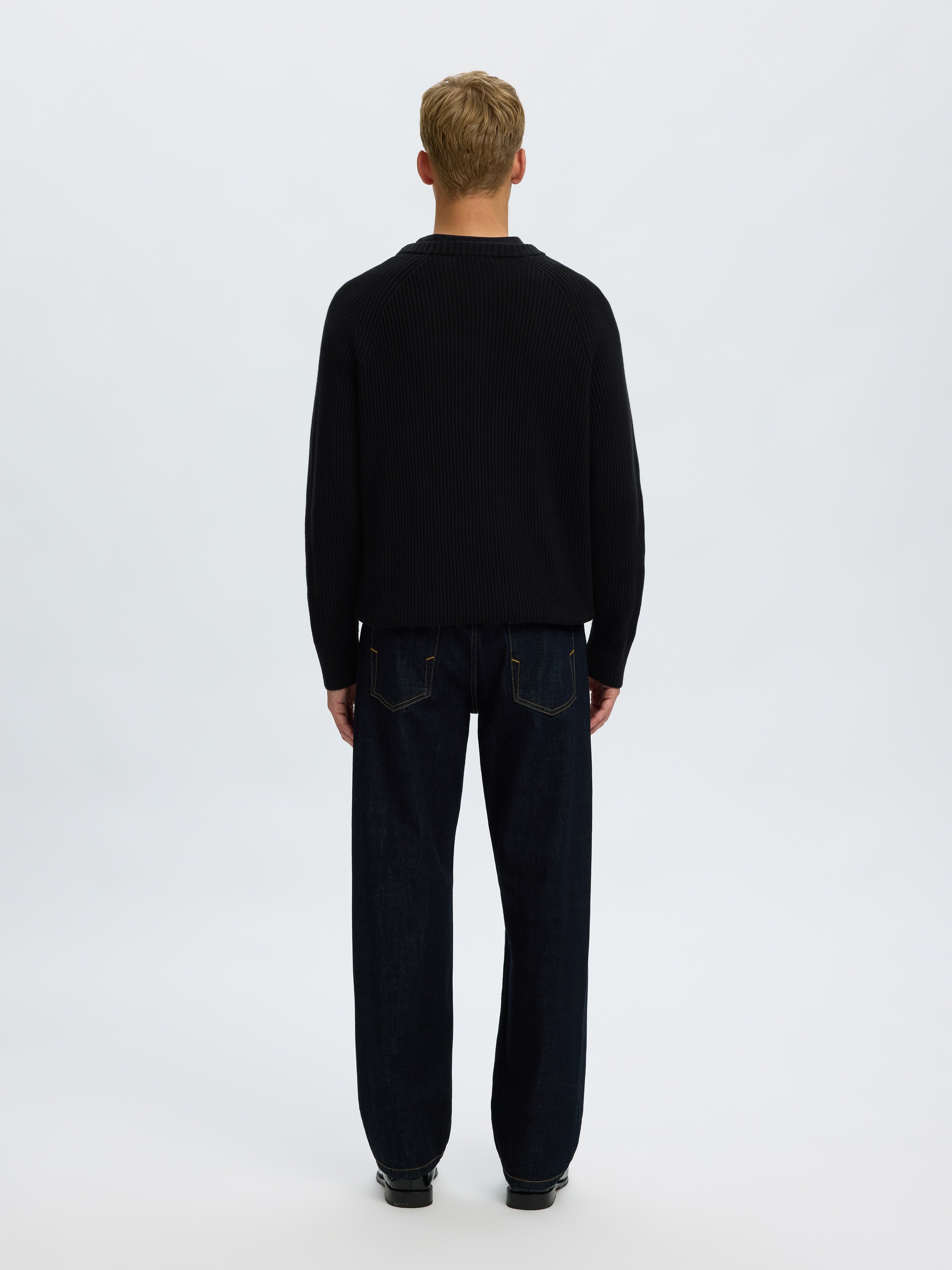 SELECTED Rundhalspullover »SLMBRAUN KNIT RIB CREW NECK NOOS« Baumwolle, relaxed fit