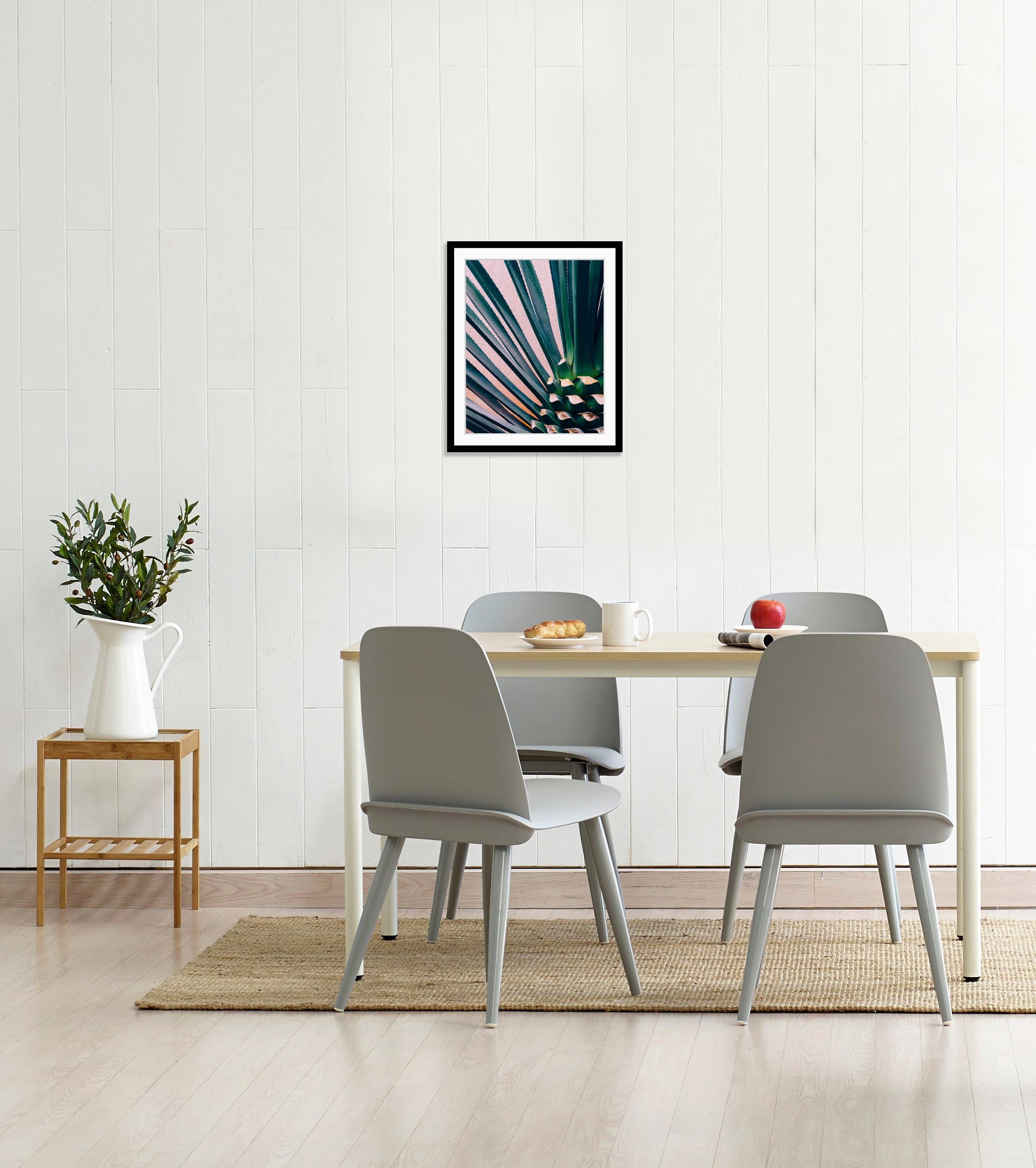 queence Bild Blätter | Foto | Kunst | Palmen | Stechpalmen HD Premium Poster-Druck inkl. Holzrahmen