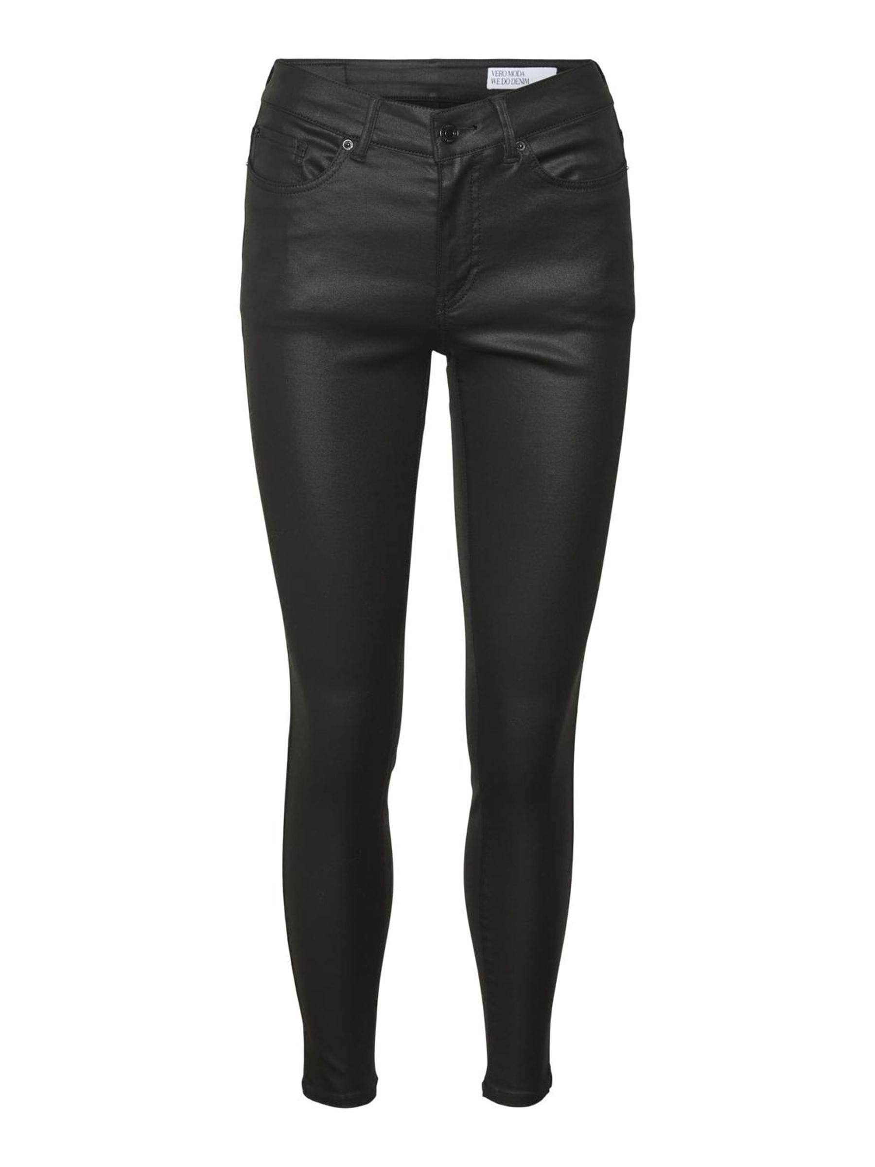 Vero Moda Skinny-fit-Jeans »VMFLASH MR SKINNY COATED PANTS NOOS«, mit beschichteter Lederimitat Optik