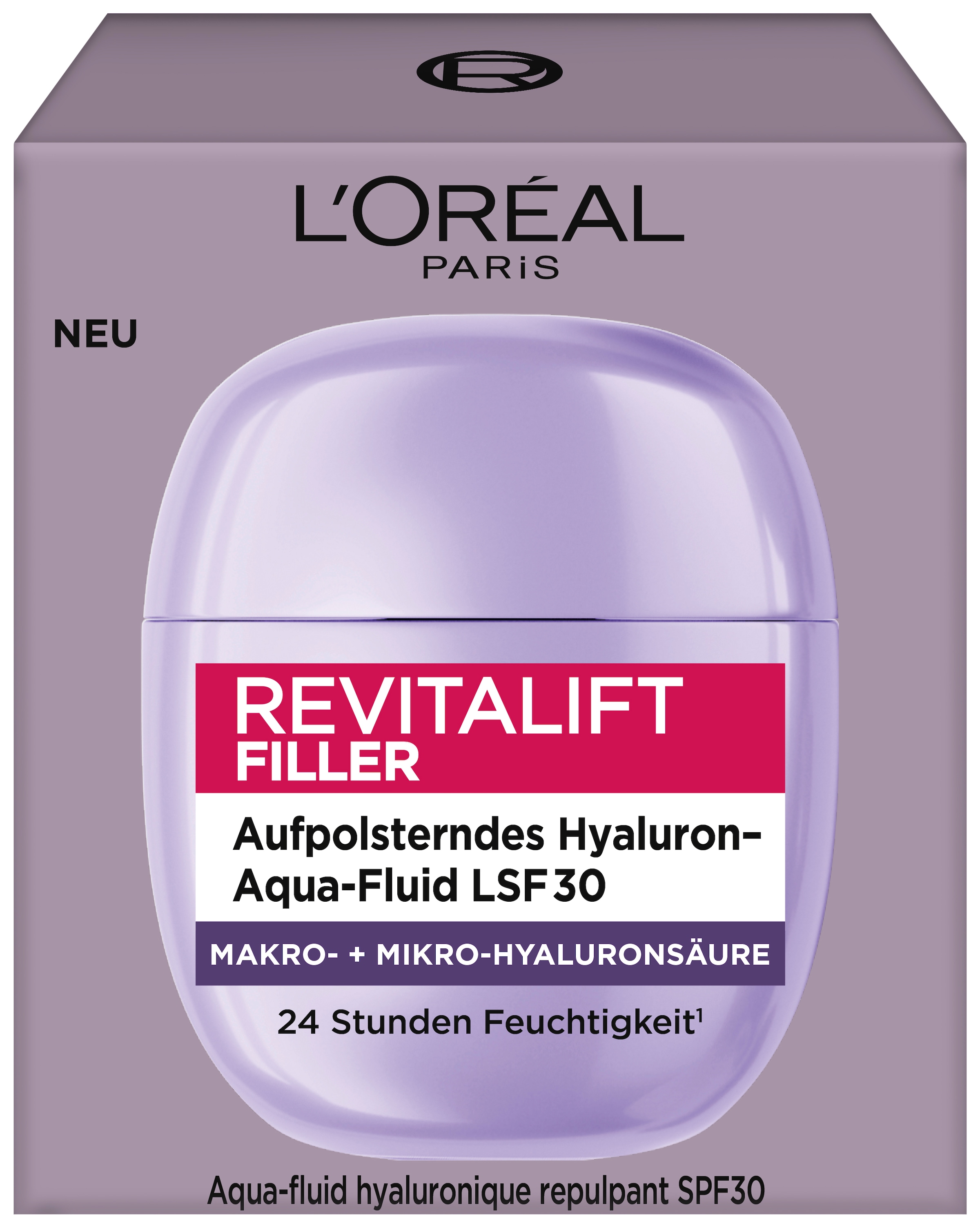L'ORÉAL PARIS Gesichtsfluid »REVITALIFT FILLER AUFPOLSTERNDES HYALURON AQUA-FLUID LSF 30« verfeinert das Hautbild