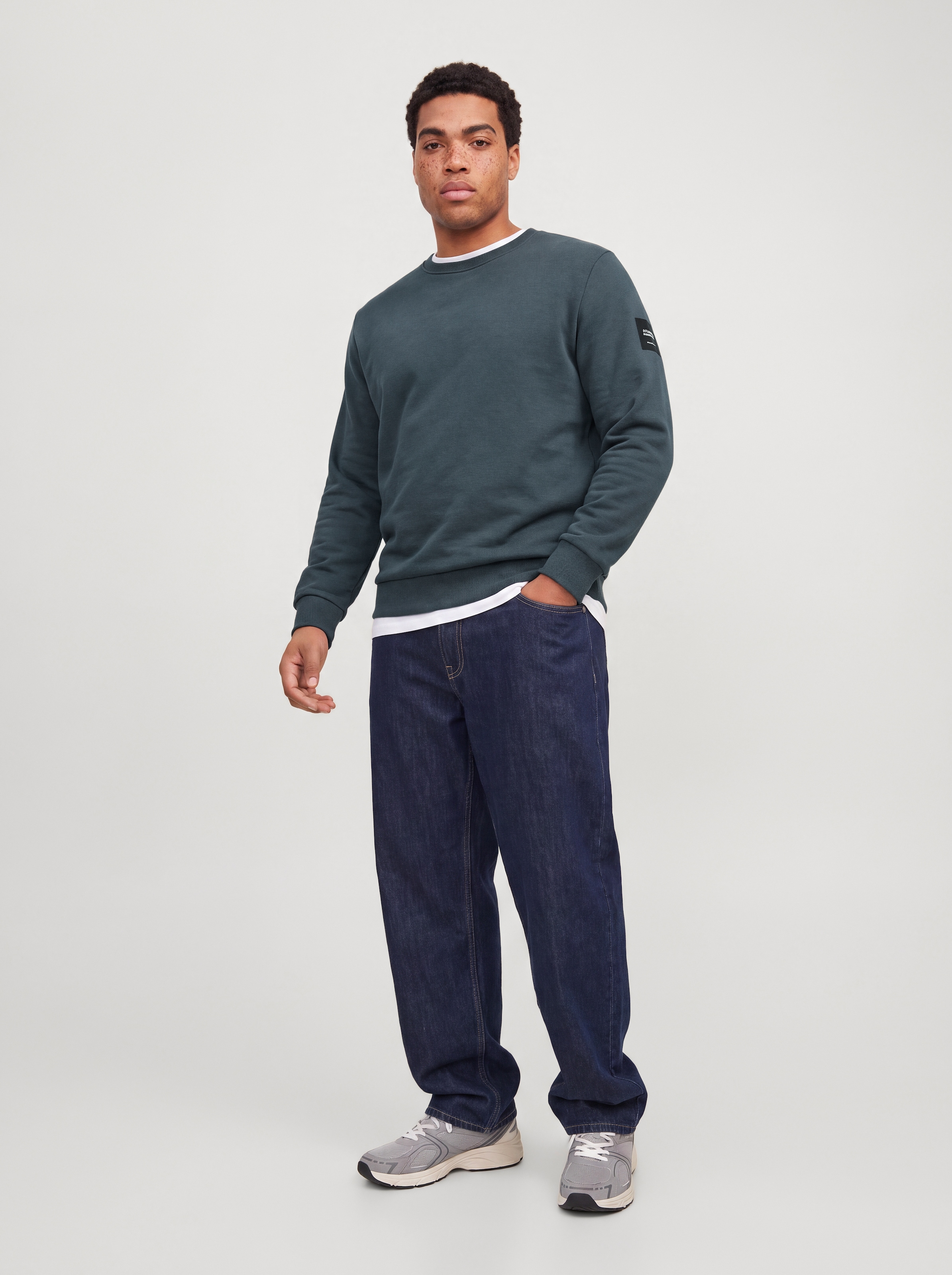 Jack & Jones PlusSize Sweatshirt »JJCLEVELAND SWEAT CREW NECK PLS«, Materialmix, regular fit

