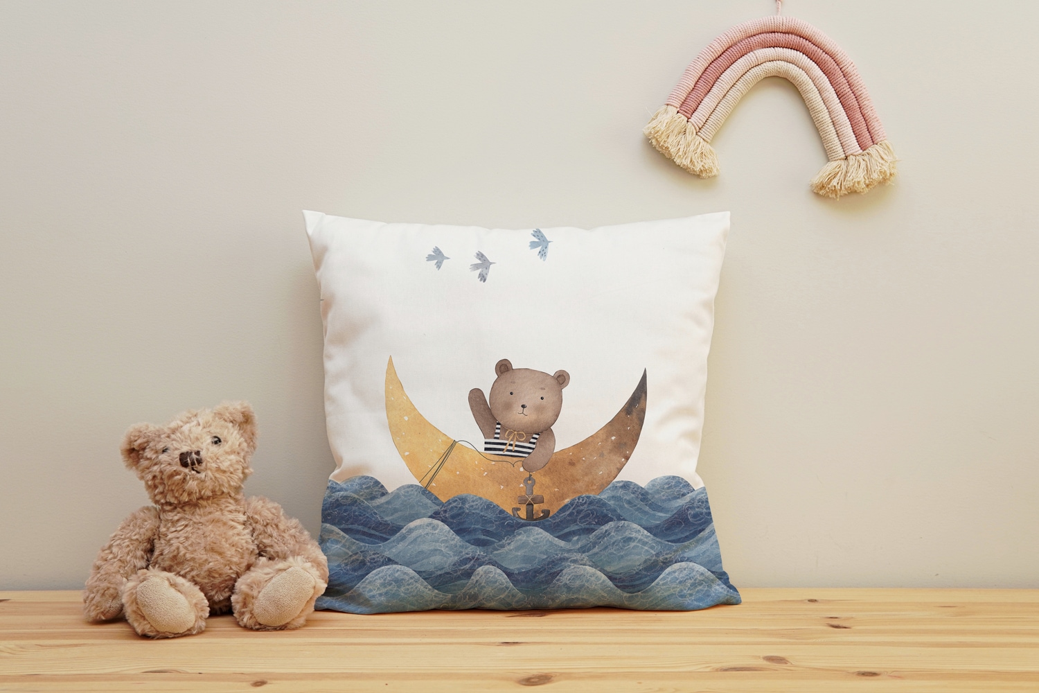 queence Dekokissen »Bär auf hoher See«, Kissenhülle mit HD Premium Druck, geruchsneutral, 40x40cm