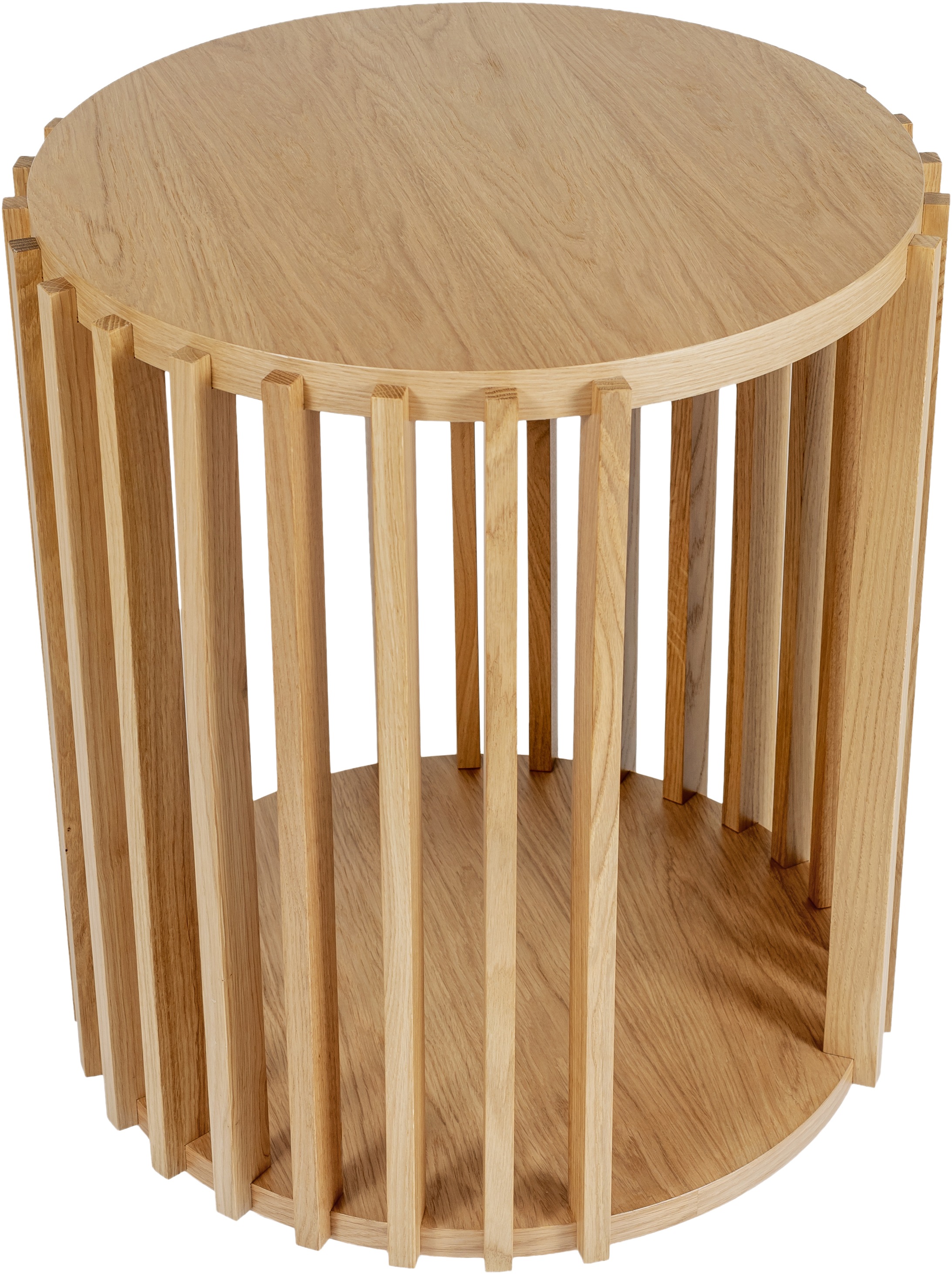 Woodman Beistelltisch "Drum, Breite/Tiefe/Höhe: 53/53/58 cm" Holzfurnier aus Eiche, Sproßen aus massiver Eiche, FSC