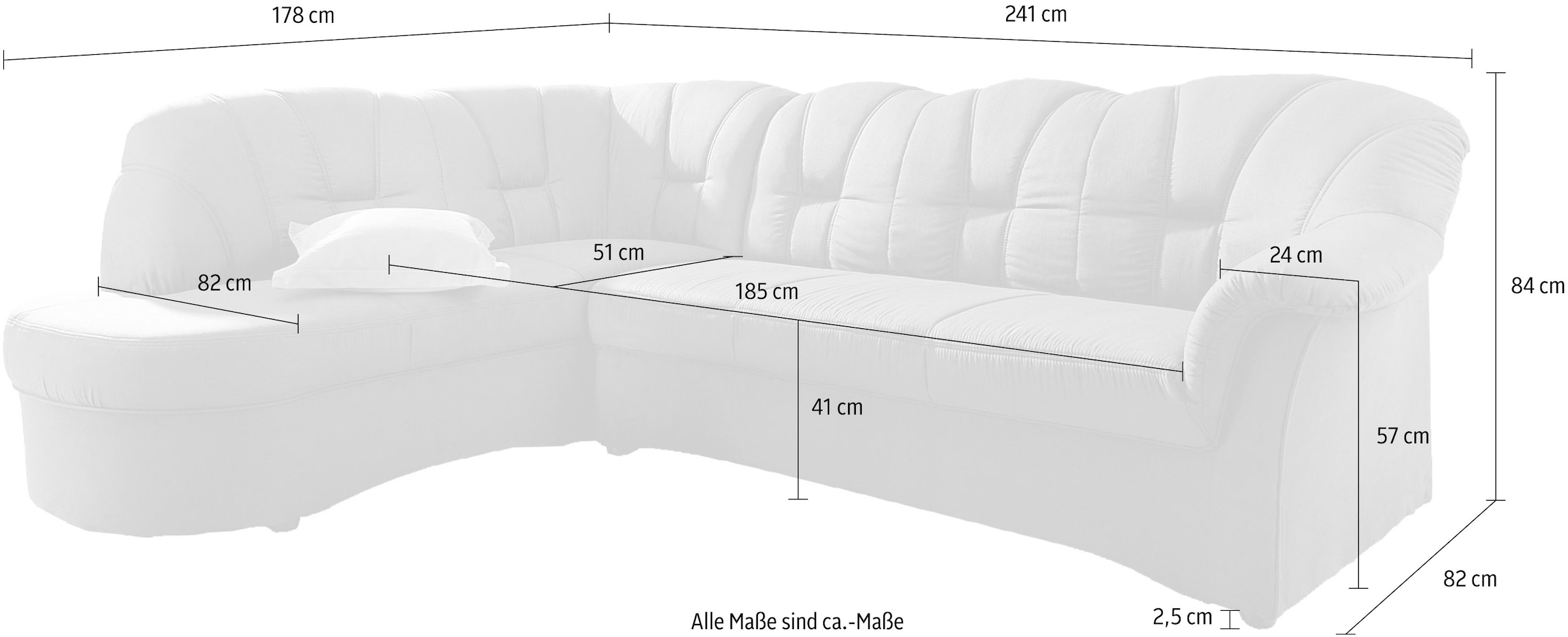 DOMO collection Ecksofa »Papenburg L-Form«, mit Ottomane, wahlweise mit Bettfunktion