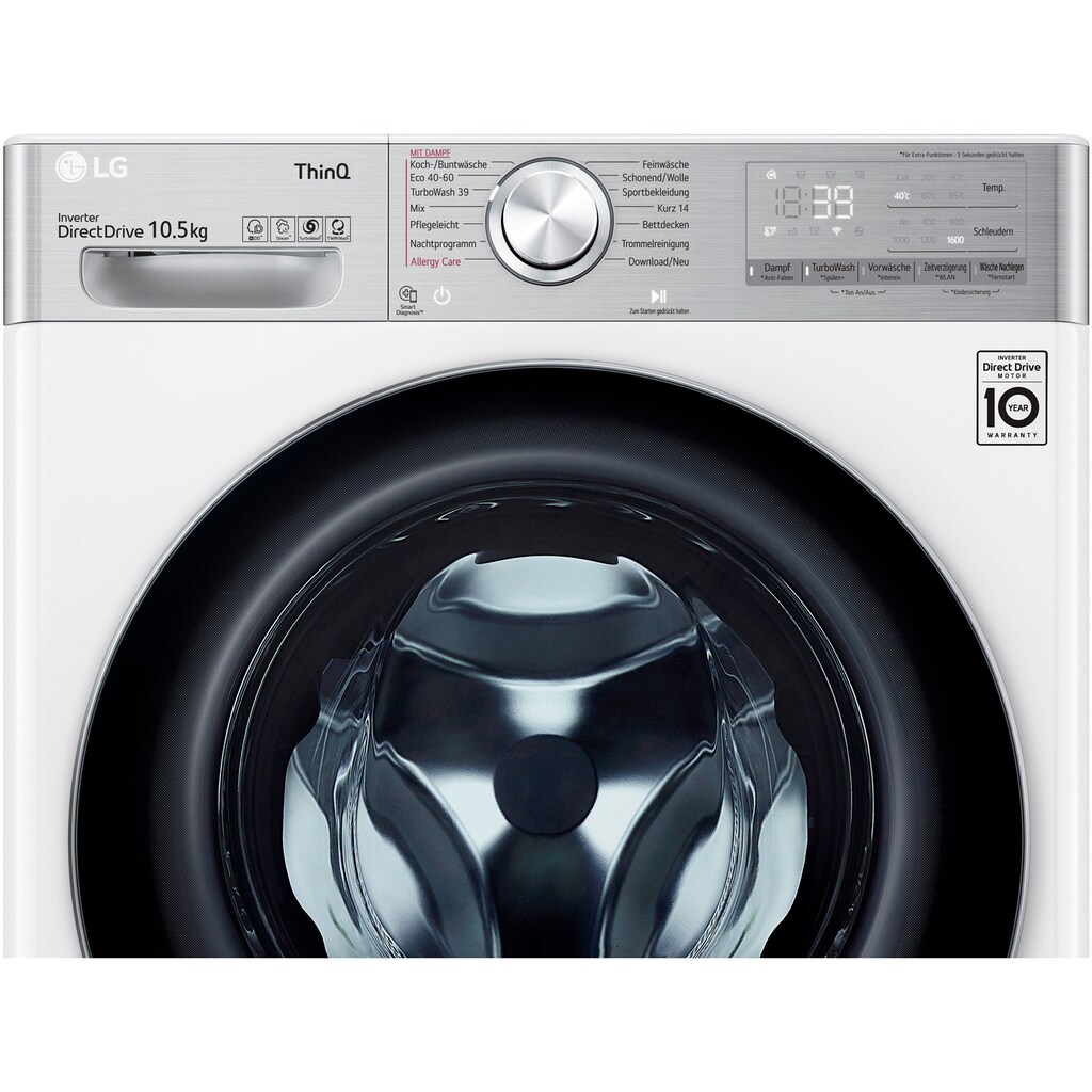 LG Waschmaschine »F6WV910P2«, F6WV910P2, 10,5 kg, 1600 U/min, TurboWash® - Waschen in nur 39 Minuten