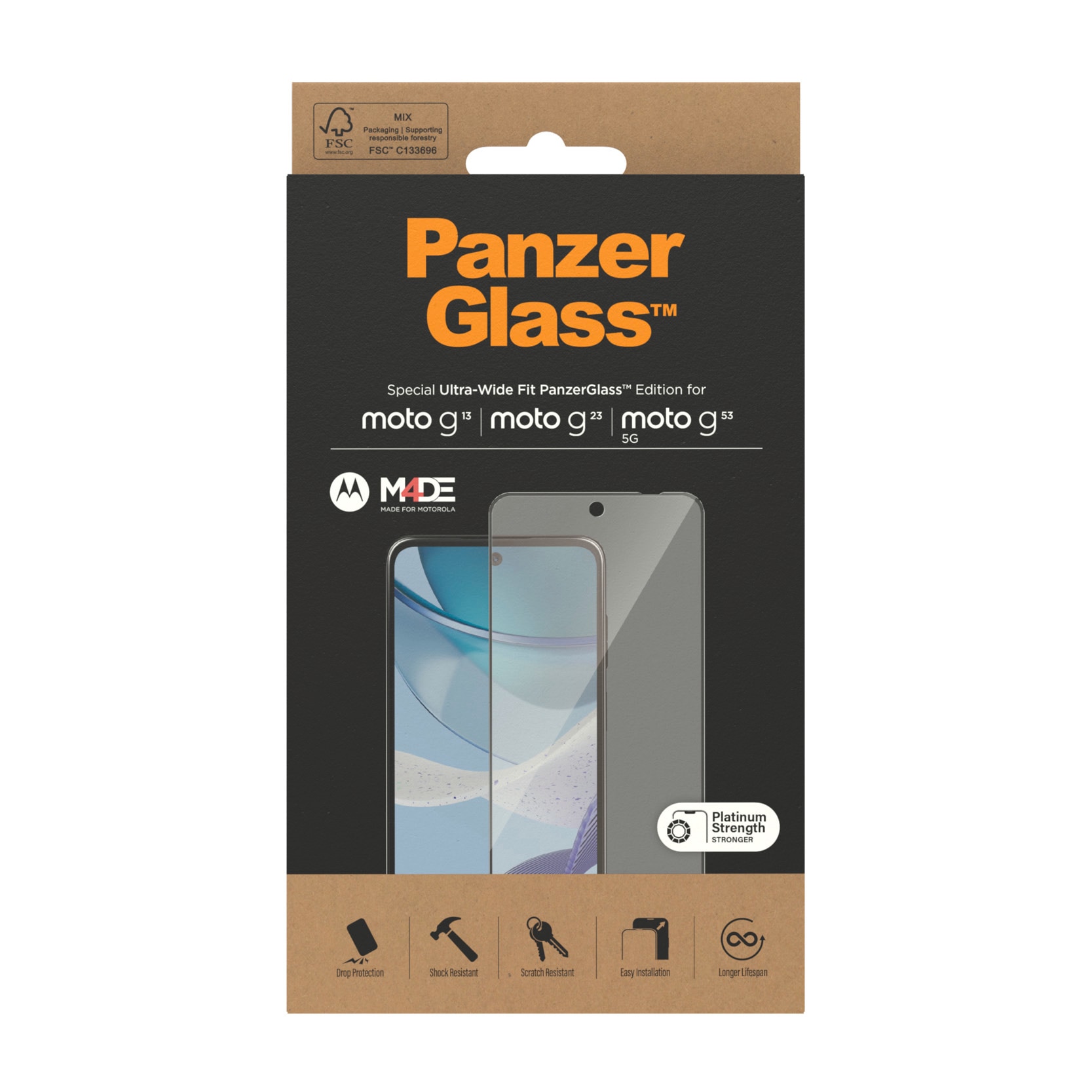PanzerGlass Displayschutzglas »Screen Protector Ultra Wide Fit«, für Motorola moto g13/g23/g53 5G