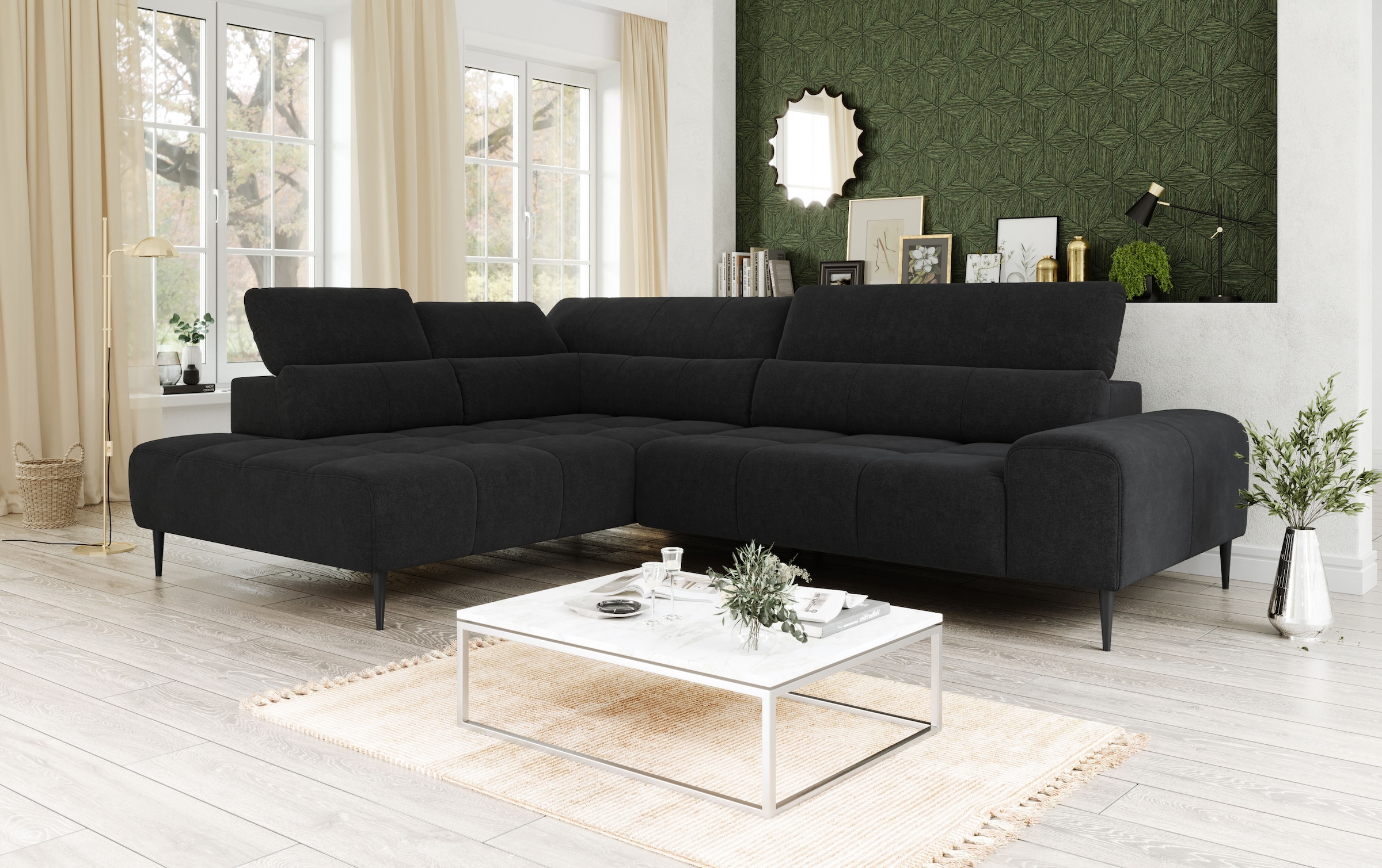COTTA Ecksofa »Theo L-Form, B: 298 cm« mit Kopfteilverstellung, optional Sitztiefenverstellung