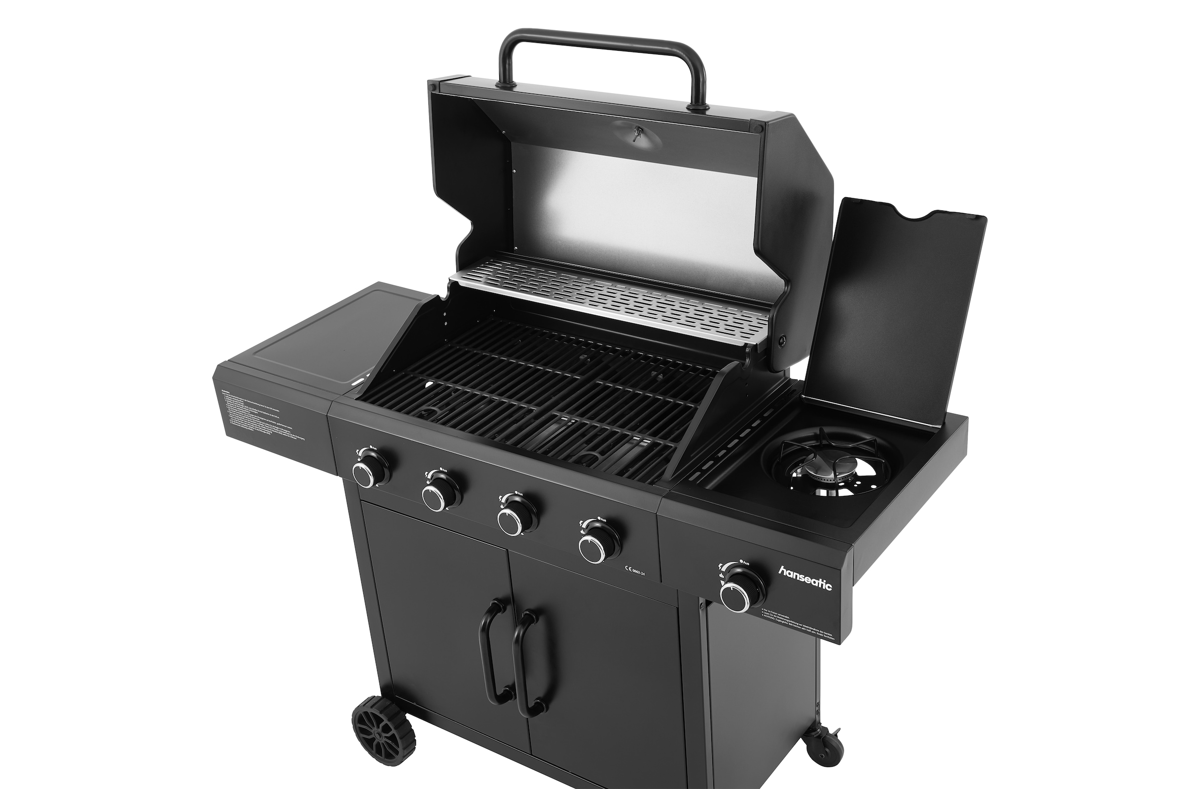 Hanseatic Gasgrill »4-Brenner Rockford Black« BxTxH: 112x113x59cm, mit 2 Grillrosten