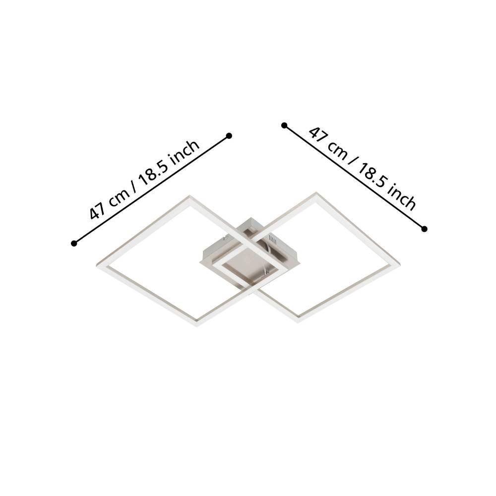 EGLO LED Deckenleuchte »Palmaves Deckenlampe, nickel-matt, gebürstet, Nachtlicht, Quadrate«, 1 flammig, Leuchtmittel LED-Modul | LED fest integriert, minimalistisch, zeitlos, flache Bauform, Wohnzimmer, 47x29,5x6cm