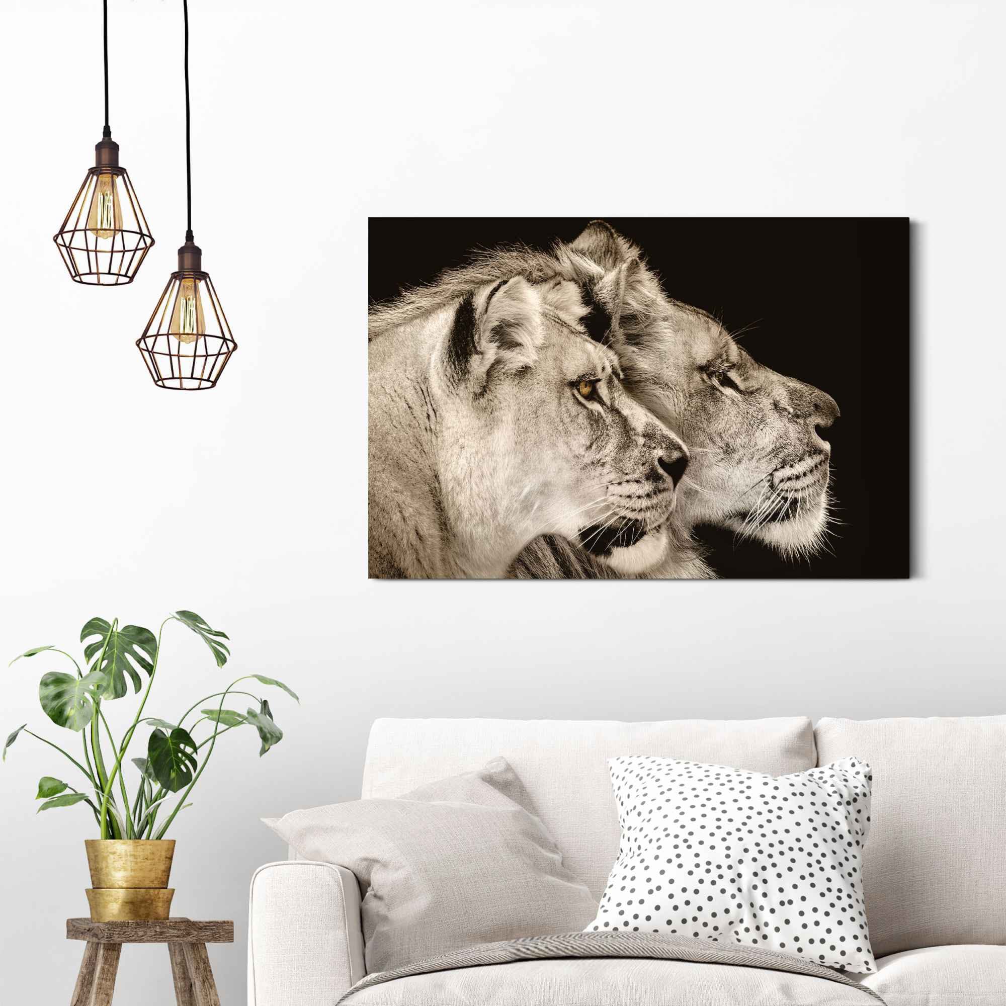 Reinders! Wandbild »Wandbild Löwe - - Rechnung Raubtier Löwen, (1 Löwin St.) und Seitenporträt«, kaufen Löwenkopf auf