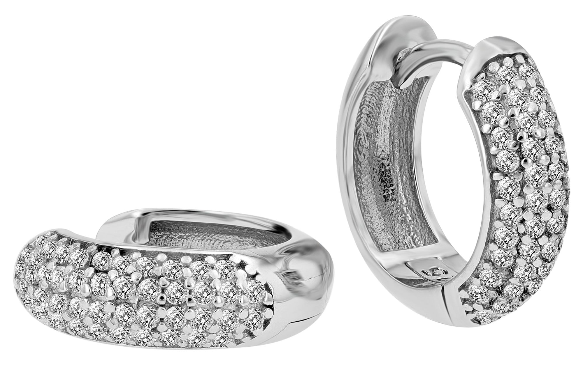 Adelia´s Paar Creolen »Damen Ohrringe ¿ Klappcreole aus 925 Silber mit Zirkonia«