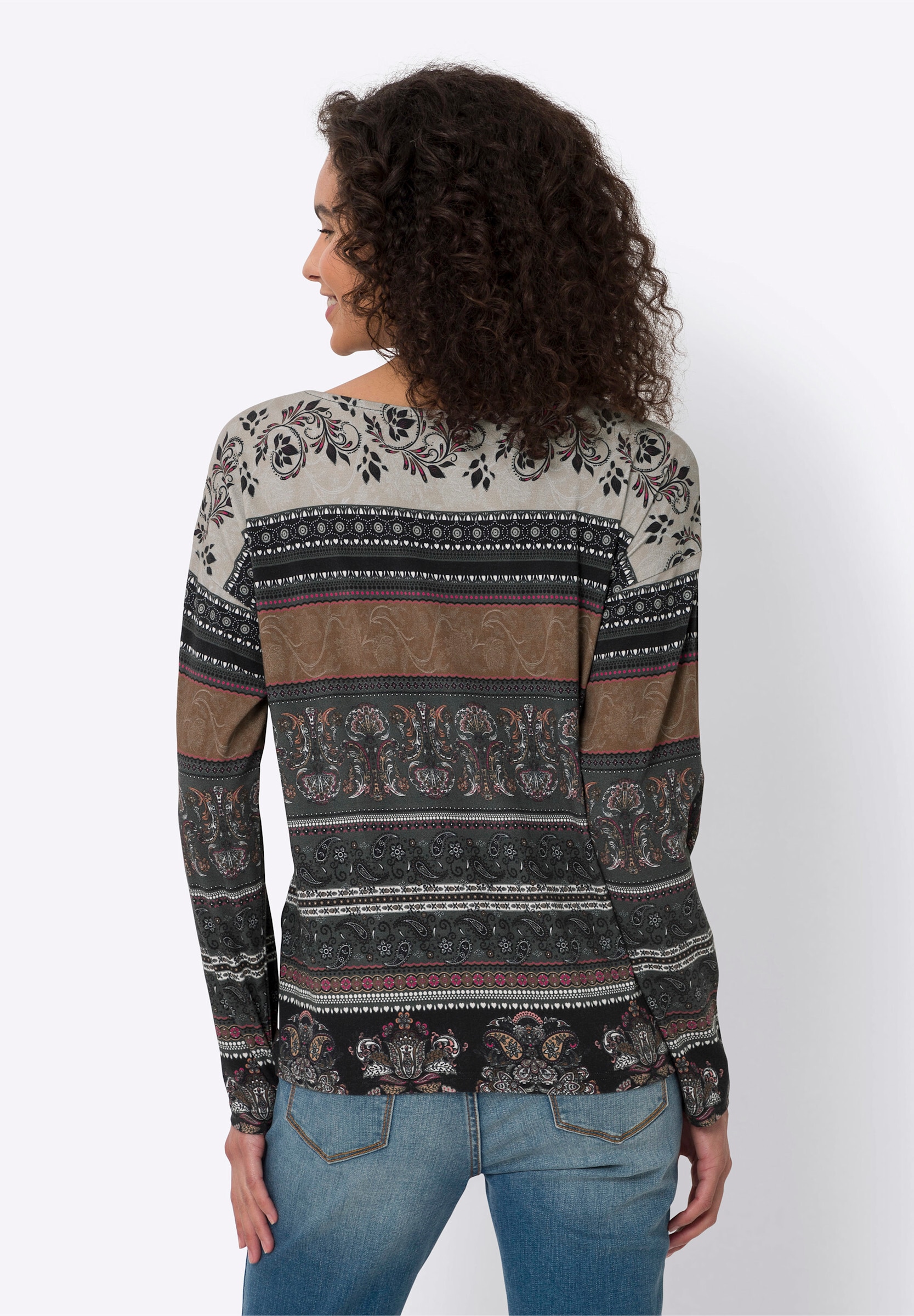 heine Shirtjacke »Druck-Shirt Langarmshirt mit Paisley- und Blumendruck«