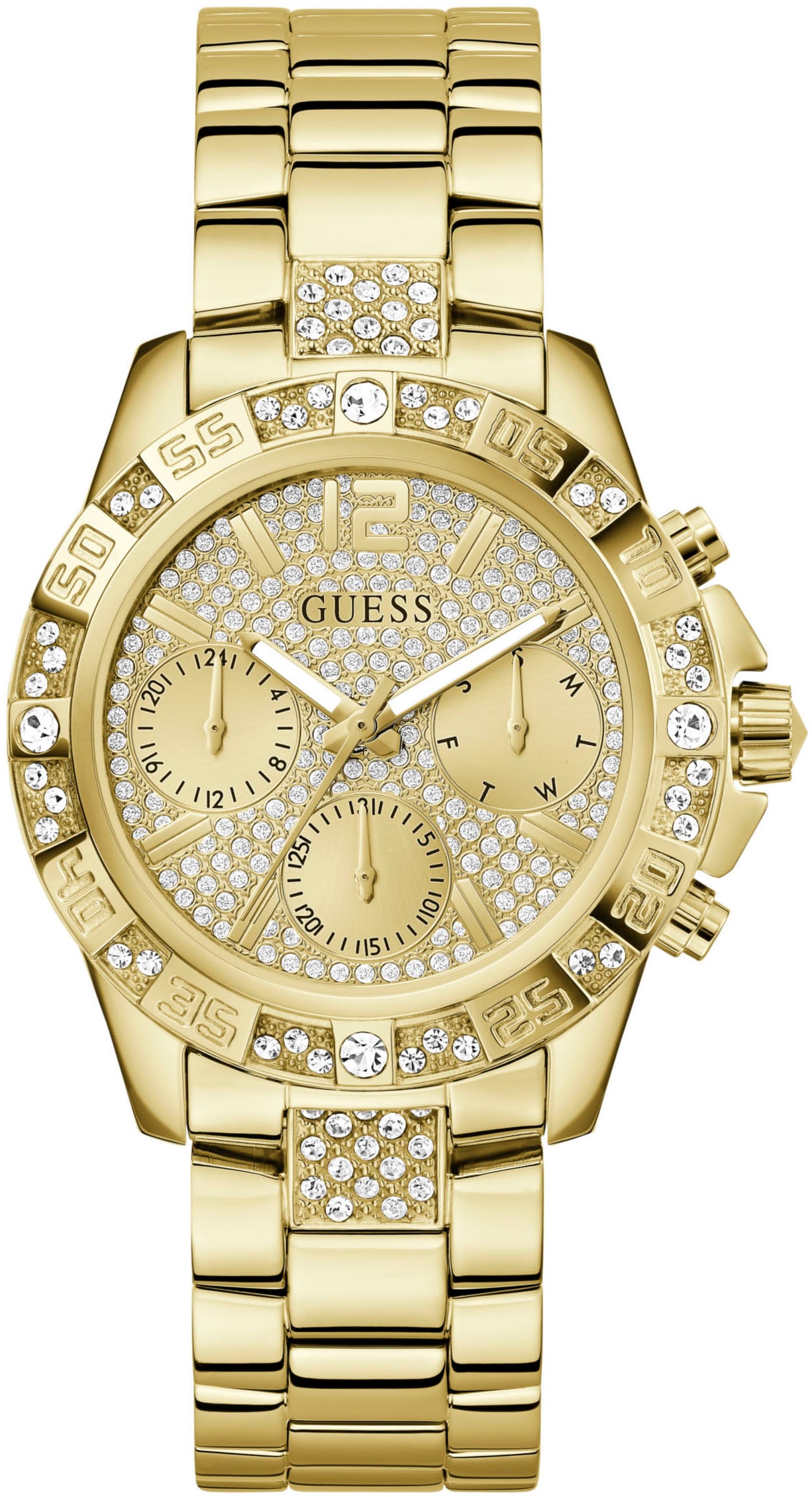 Guess Multifunktionsuhr »MAJESTY«, Quarzuhr, Armbanduhr, Damenuhr, Datum, Edelstahlarmband