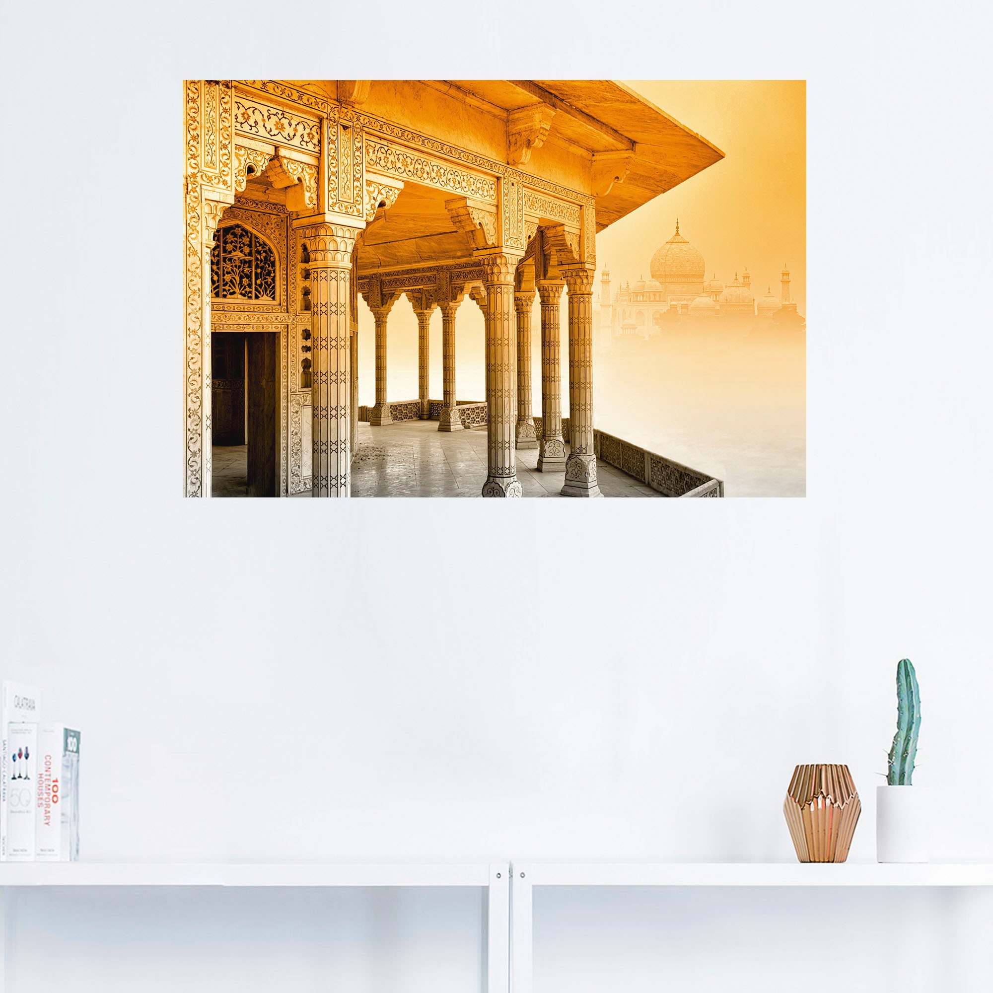 Artland Wandbild »Fort Agra mit Taj Mahal«, Gebäude, (1 St.), als Leinwandbild, Wandaufkleber in verschied. Größen