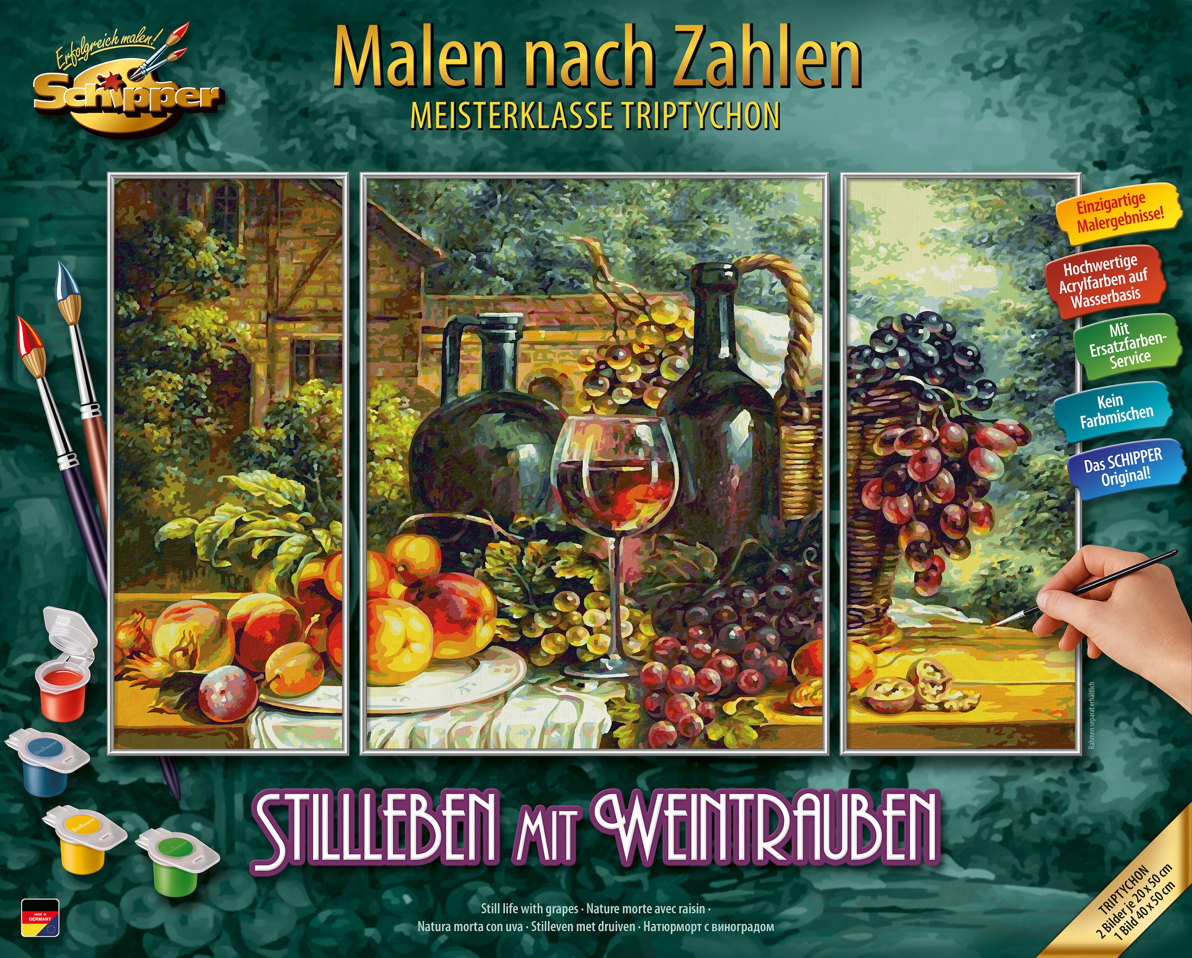 Germany mit bei Weintrauben«, »Meisterklasse Zahlen in - Malen nach Schipper Made Triptychon Stillleben