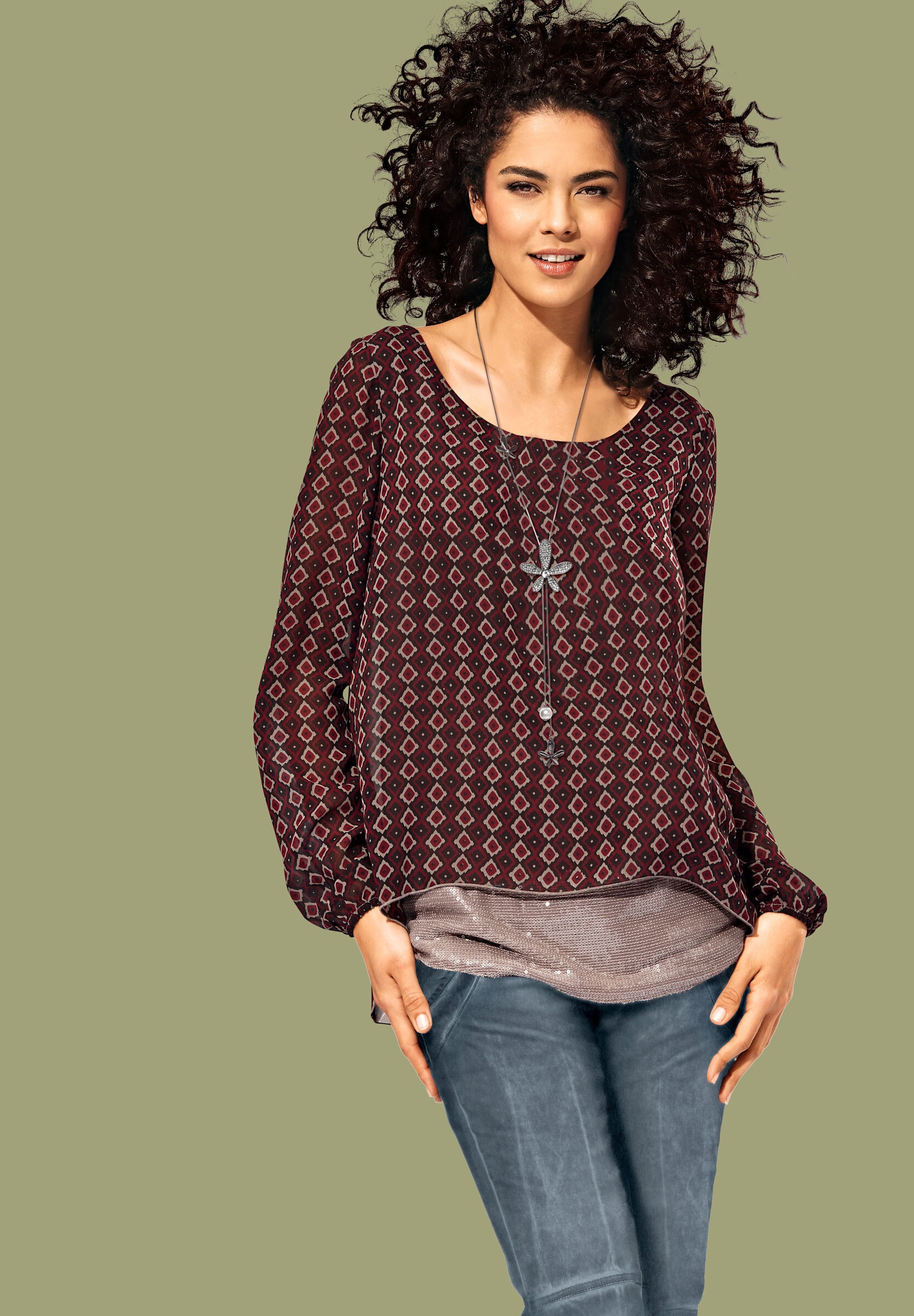 heine Klassische Bluse »Druck-Tunika Blusenshirt in 2-in-1-Optik«