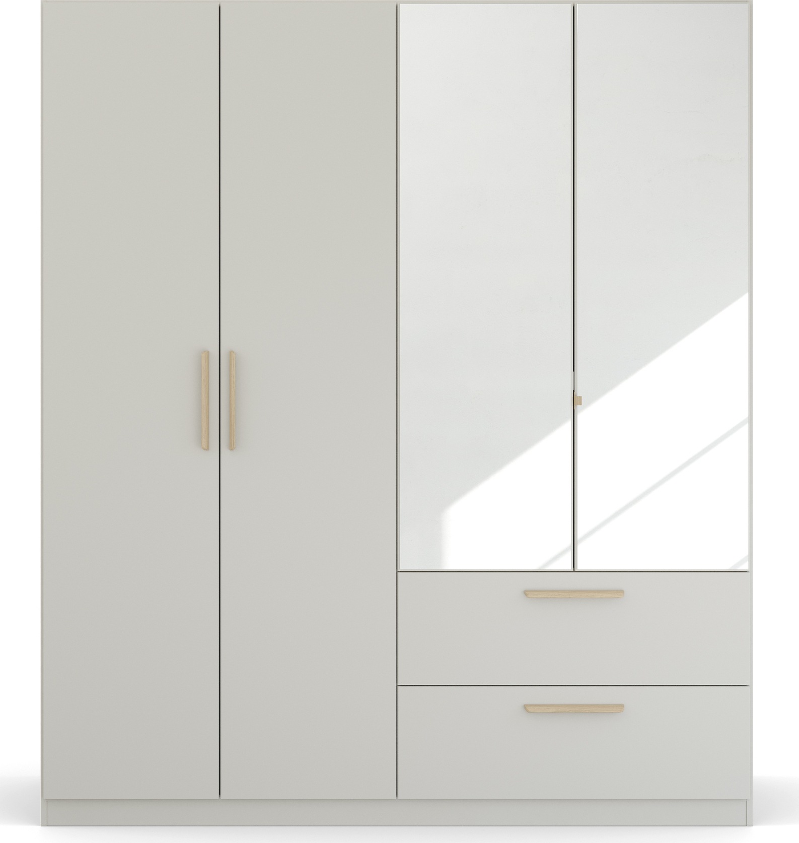 rauch Kleiderschrank »Drehtürenschrank Schrank Garderobe Ankleide SKANDI BY QUADRA SPIN« Breiten: 181/226/271 cm, Höhe 210 cm,  im Landhaus-Stil mit Massivholzgriffen, mit Schubladen und Spiegel