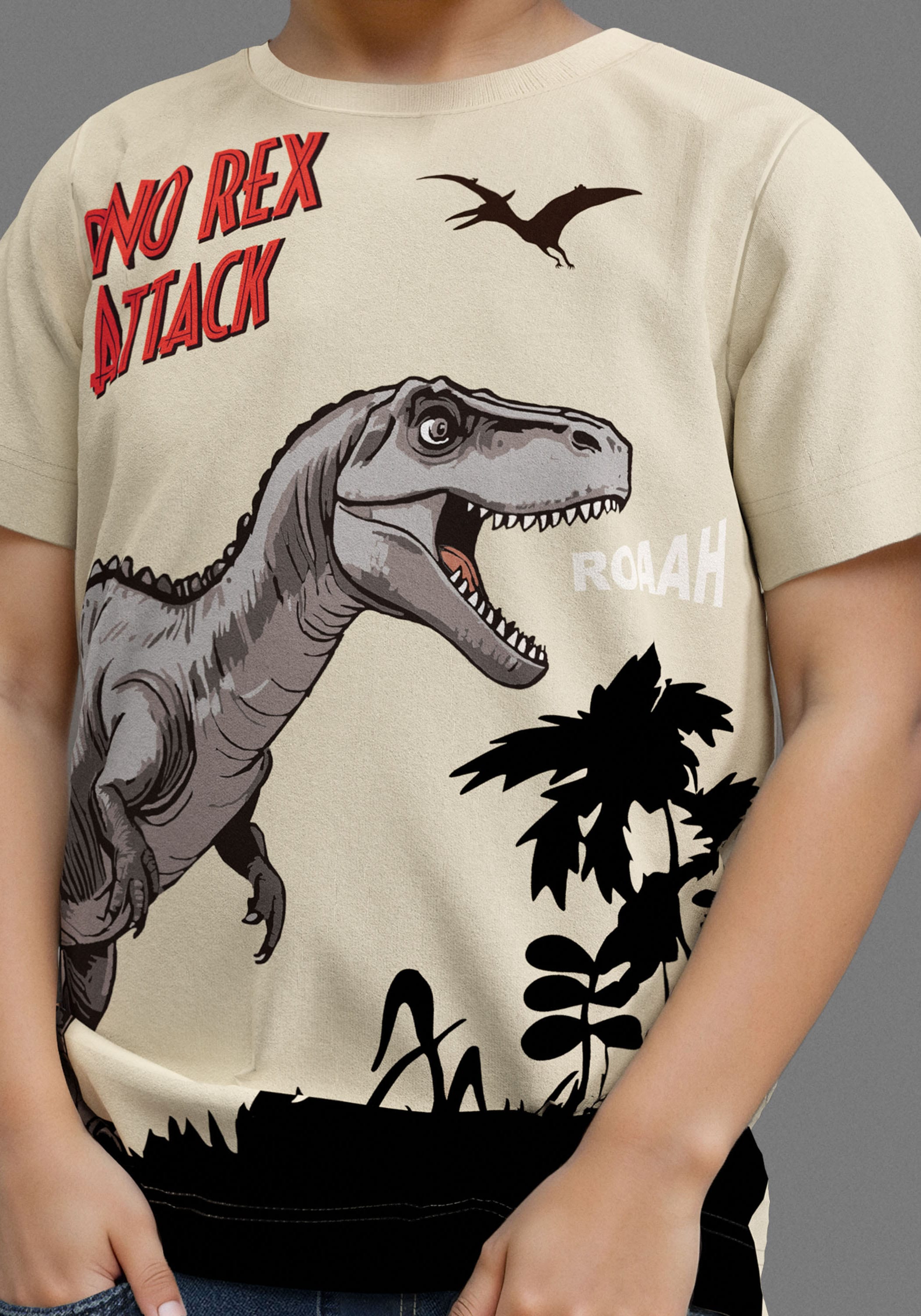 KIDSWORLD T-Shirt »Druck: DINO REX ATTACK« , mit großem Saum-Druck