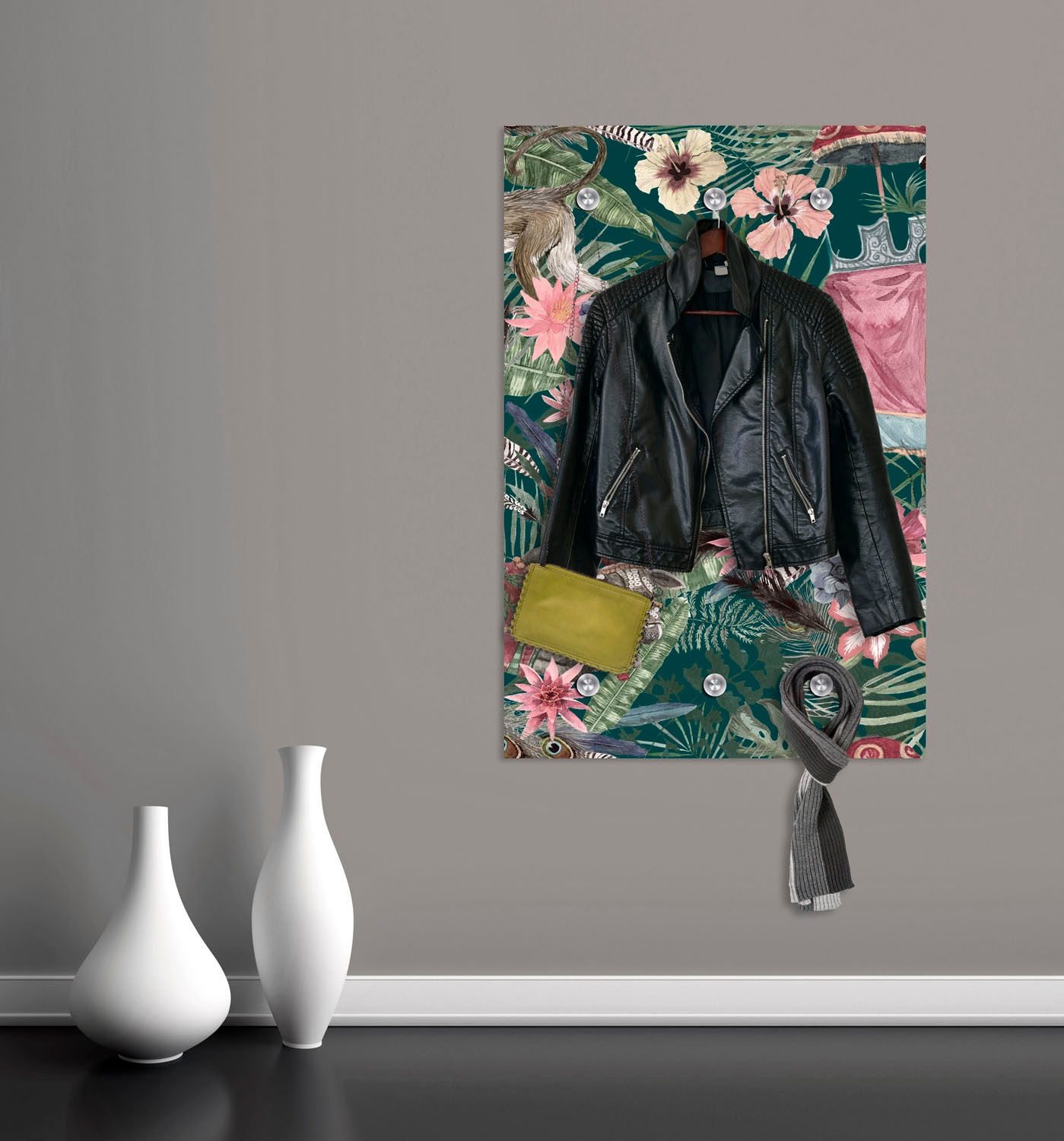 queence Garderobenleiste »Dschungel« mit 6 Haken, 80 x 120 cm