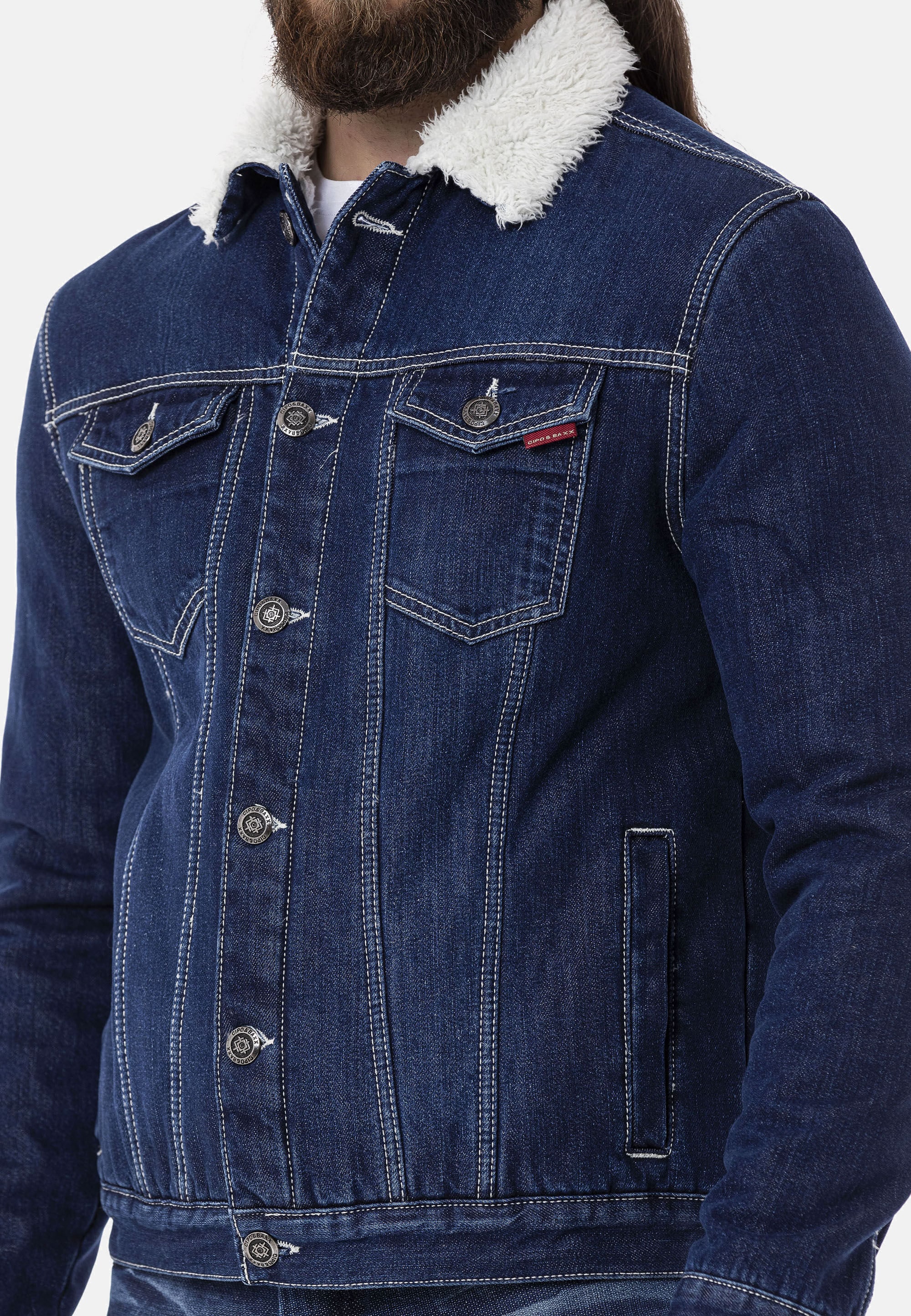 Cipo & Baxx Winterjacke »Cipo & Baxx Jacke« ohne Kapuze mit Kunstpelz-Kragen