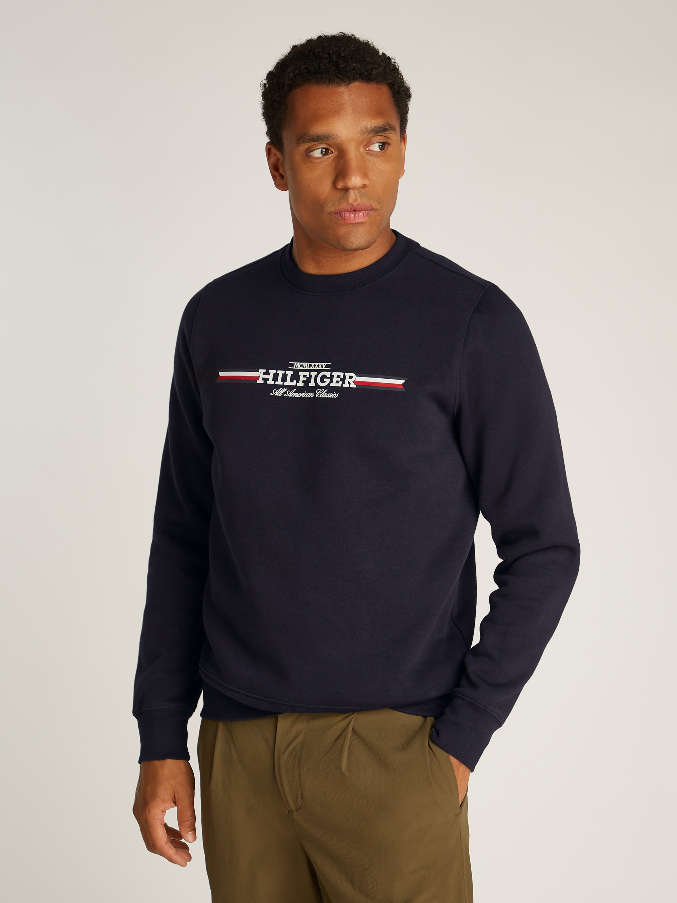 Sweatshirt »HILFIGER STRIPE SWEATSHIRT«, mit mehrfarbigen Print