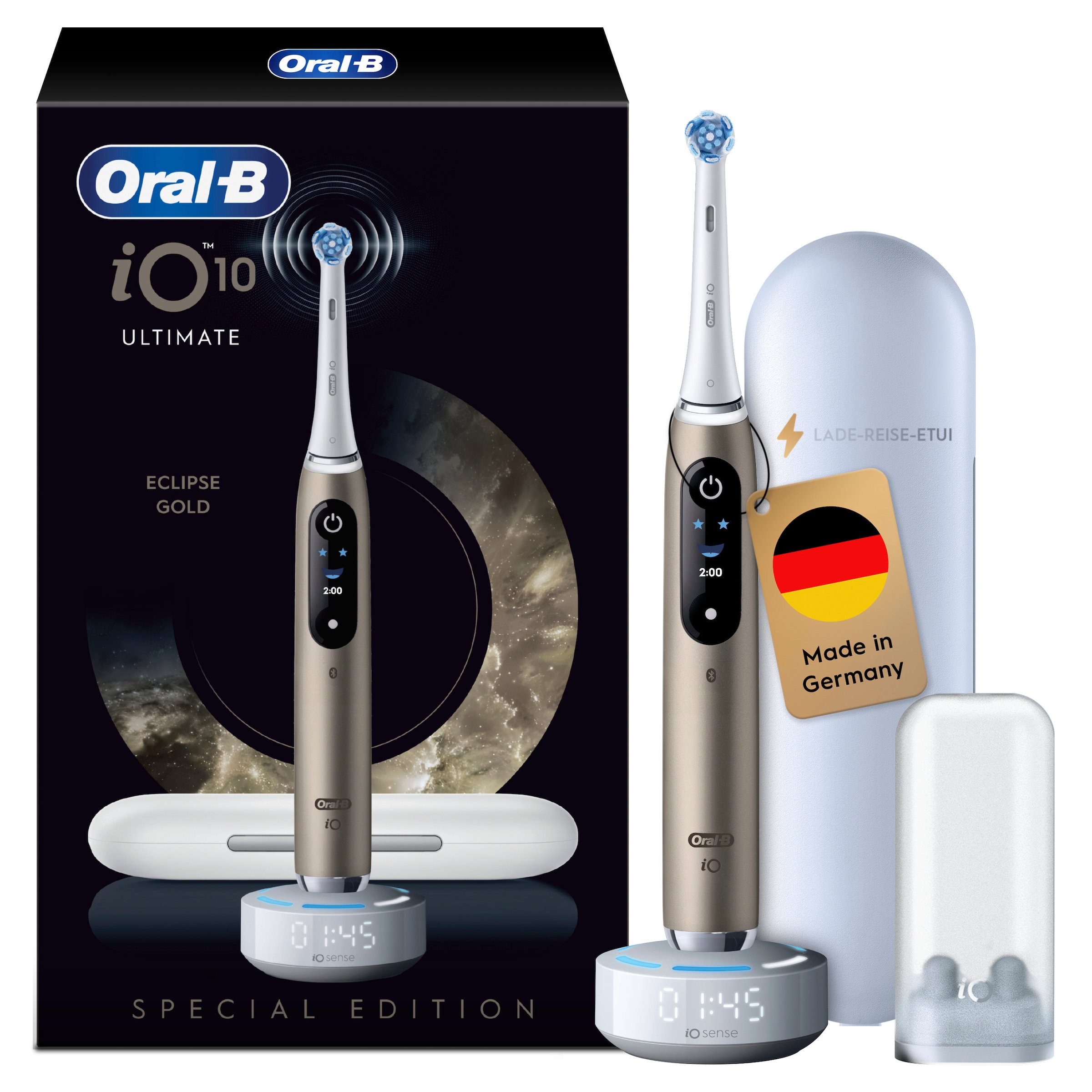 Oral-B Elektrische Zahnbürste »iO Series 10« 1 Stk. Aufsteckbürsten inkl. 1 Aufsteckbürste, iO Sense Schnellladestation, Lade-Reise-Etui