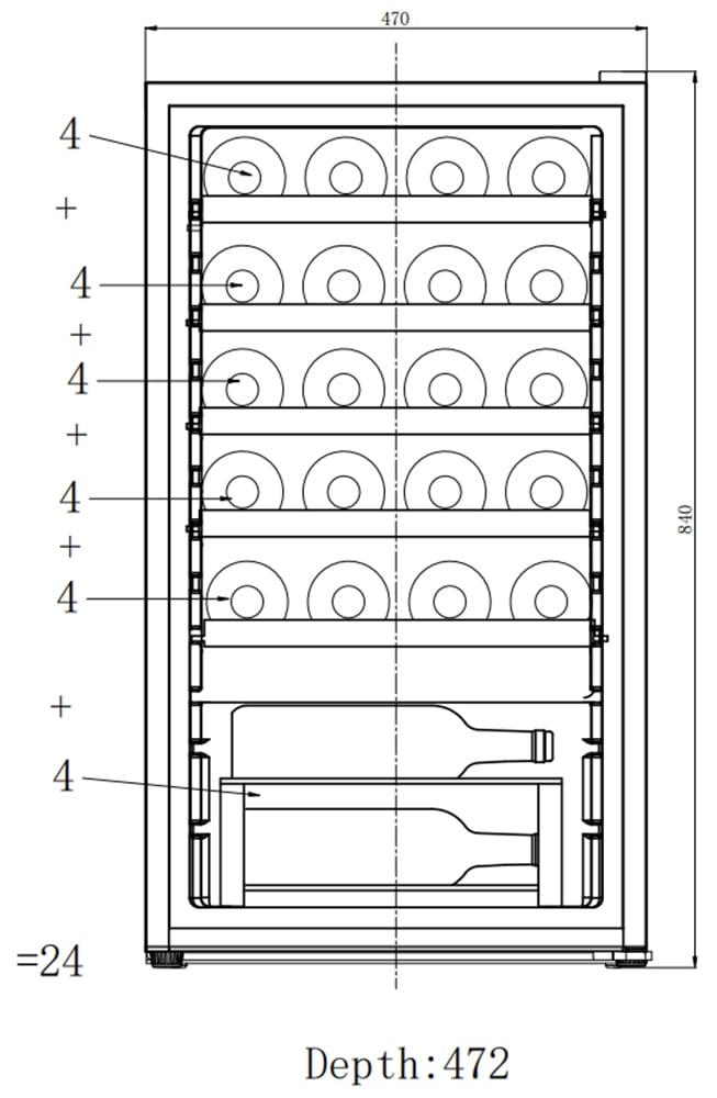 Hanseatic Weinkühlschrank »HWC24FCBH-2«, für 24 St. Standardflaschen á 075l