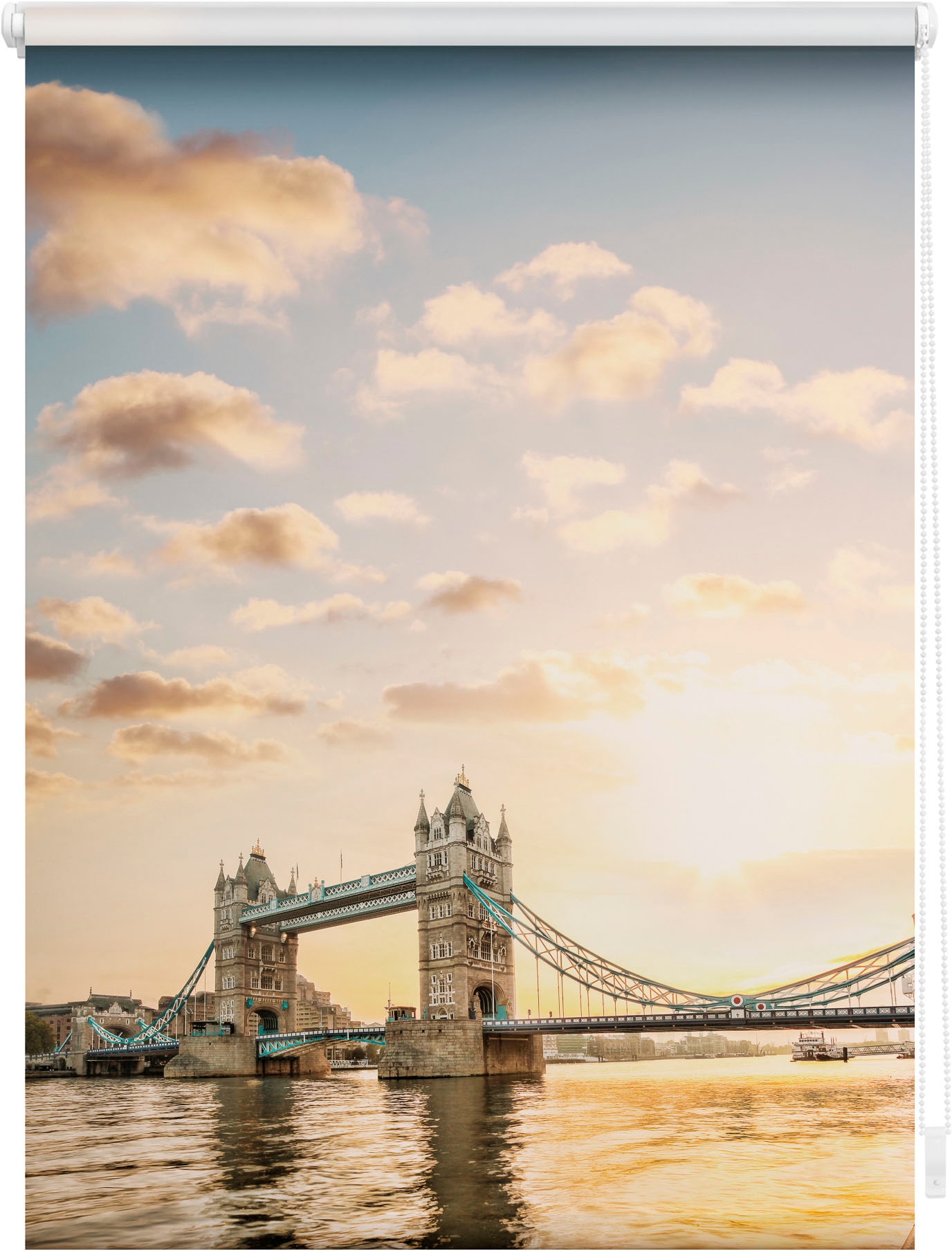 LICHTBLICK ORIGINAL Seitenzugrollo »Rollo Klemmfix, ohne Bohren, blickdicht, Tower Bridge - Rot Weiß«, blickdicht, Sichtschutz-Blendschutz, freihängend