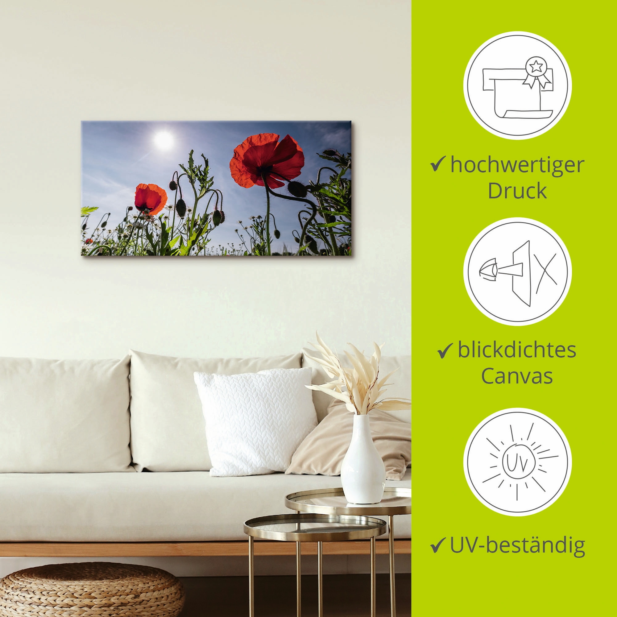 Artland Wandbild »Mohnblumen im Frühling«, Blumenwiese, (1 St.), als Alubild, Outdoorbild, Leinwandbild in verschied. Größen