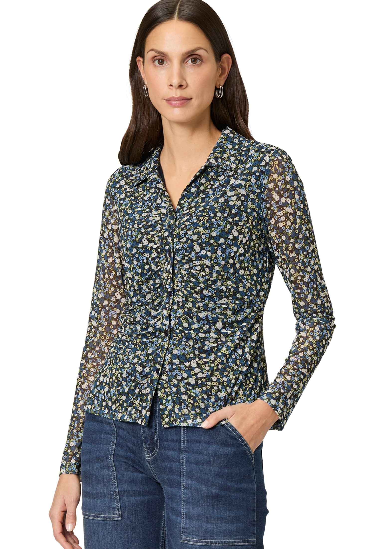Zero Langarmshirt »Langarmshirt mit Knopfleiste«