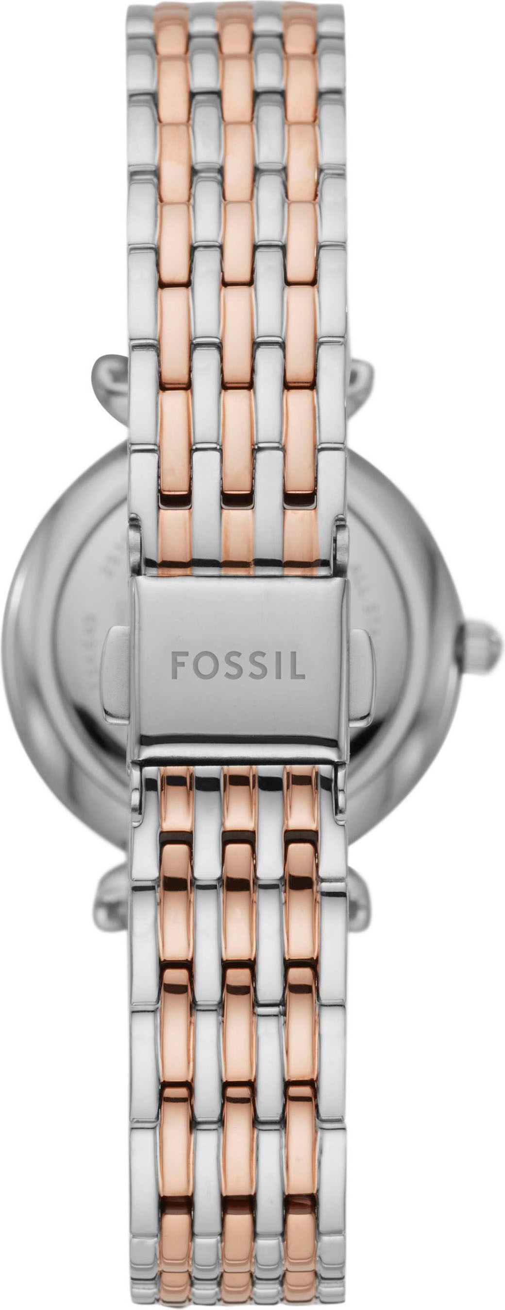 Fossil Quarzuhr »CARLIE MINI«, Armbanduhr, Damenuhr, Edelstahlarmband, analog, Glassteine