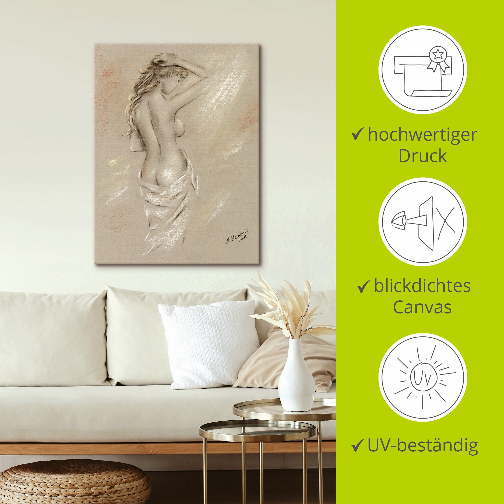 Artland Wandbild »Reizvolle Rundungen - weiblicher Akt« Frau 1 Stk. tlg. als Leinwandbild, Poster in verschied. Größen