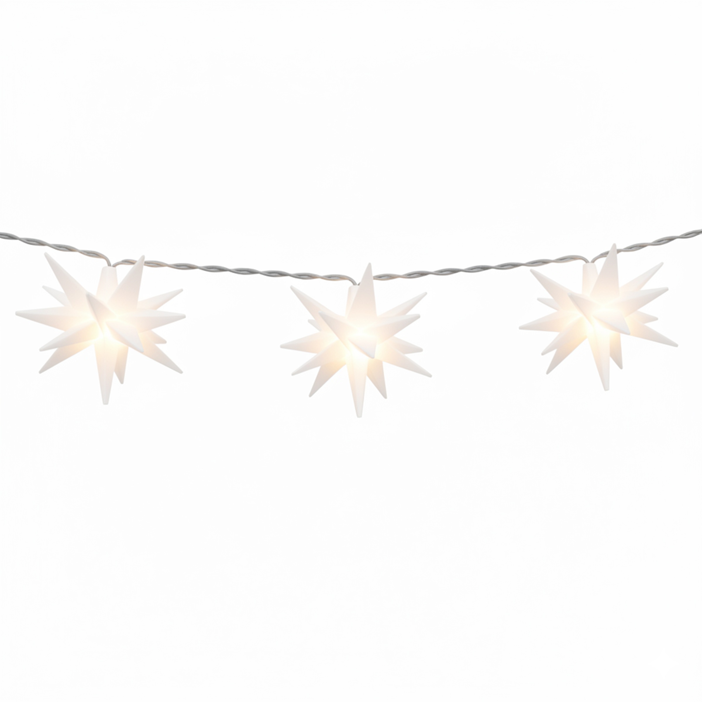 OTTO home LED-Lichterkette »10er 3D-Sterne, Timer, Länge 4,5m, Rot, Weiß oder Gelb, Indoor Outdoor« 10 Stk.-flammig mit Zeitschaltuhr, 4,5 m beleuchtet & 3 m Zuleitung, innen, außen