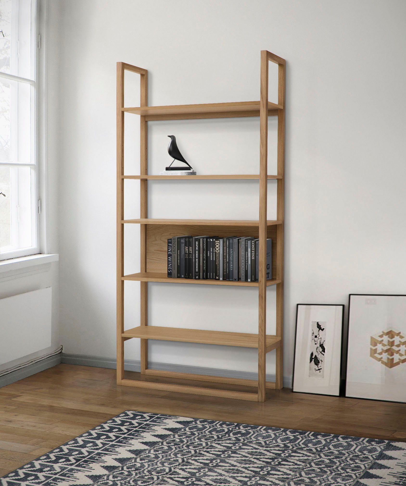 Woodman Bücherregal »New Est«, im skandinavischen Design, Gestell aus massiver Eiche