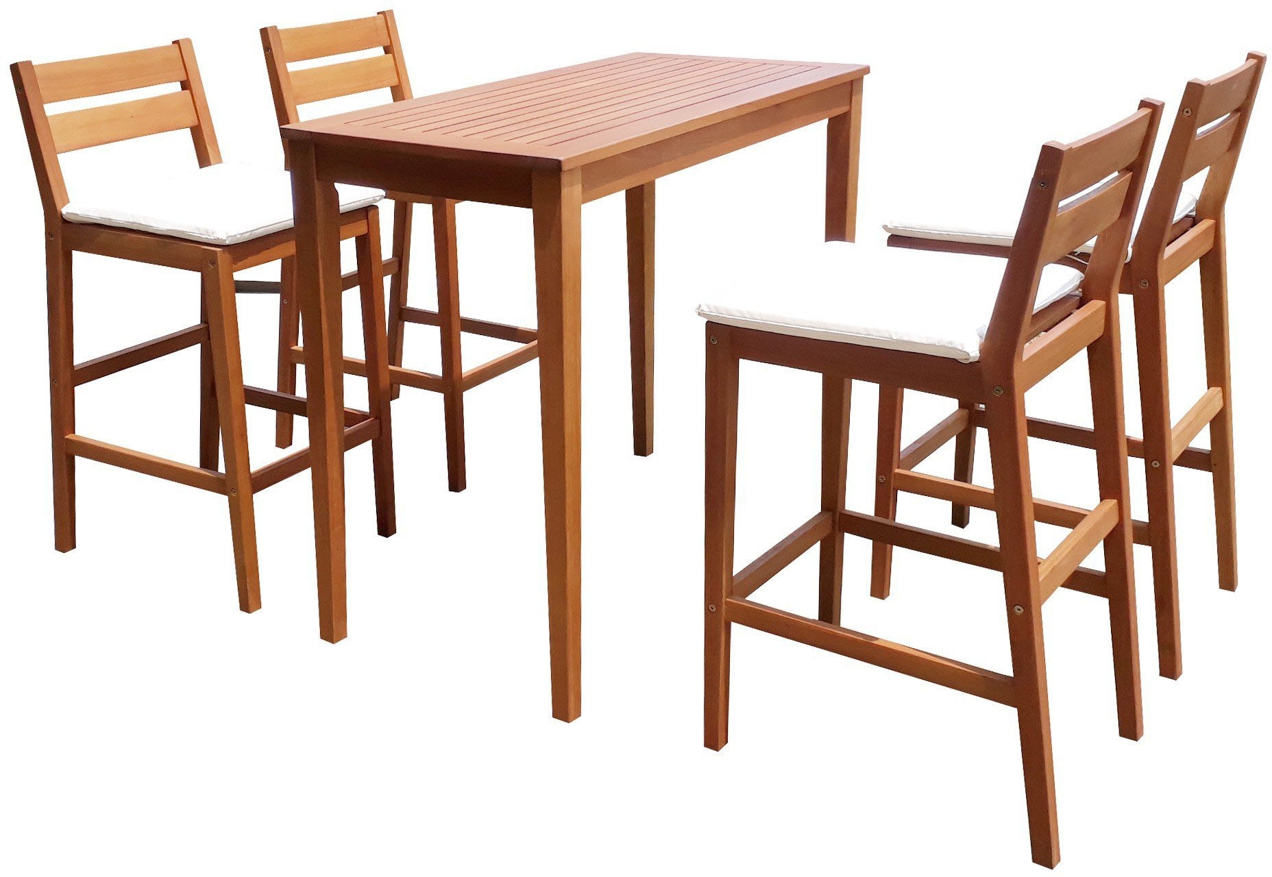 Garden Pleasure Gartenbar-Set »»MAINE«« 5 Stk. tlg. 4 Stühle, Tisch LxB: 107x60 cm, inkl Kissen