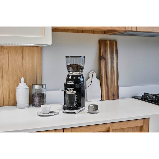 Smeg Kaffeemühle »CGF01BLEU Schwarz«, 150 W, Kegelmahlwerk, 350 g  Bohnenbehälter mit 3 Jahren XXL Garantie