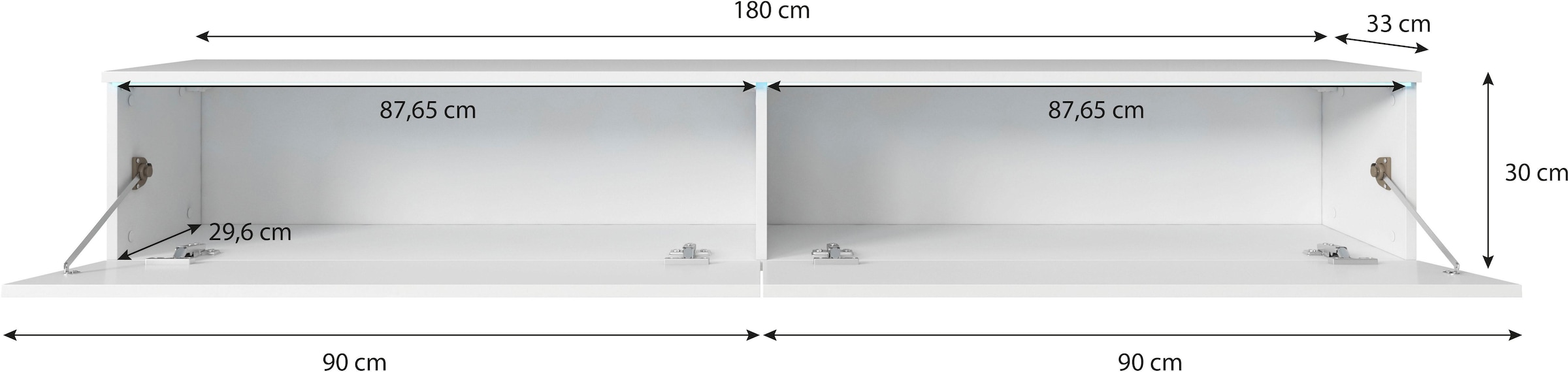 INOSIGN Lowboard »LOWBOARD VERA«, moderne grifflose TV-Board, TV-Schrank 180 cm, stehend und hängend