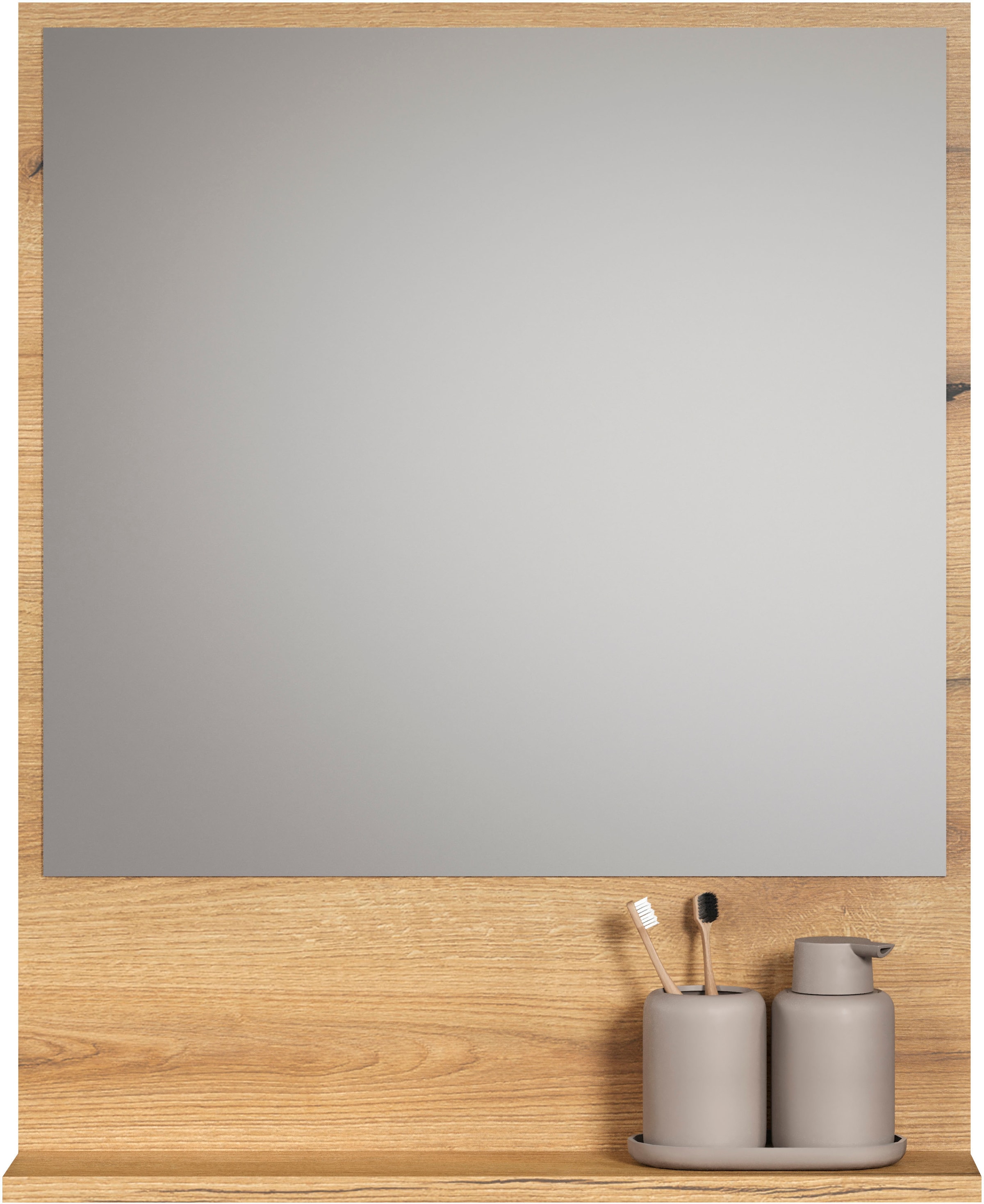 welltime Badspiegel »Amrum«, Wandspiegel mit Ablage - (B/T/H) wahlweise 60 bis 80/14/74 cm