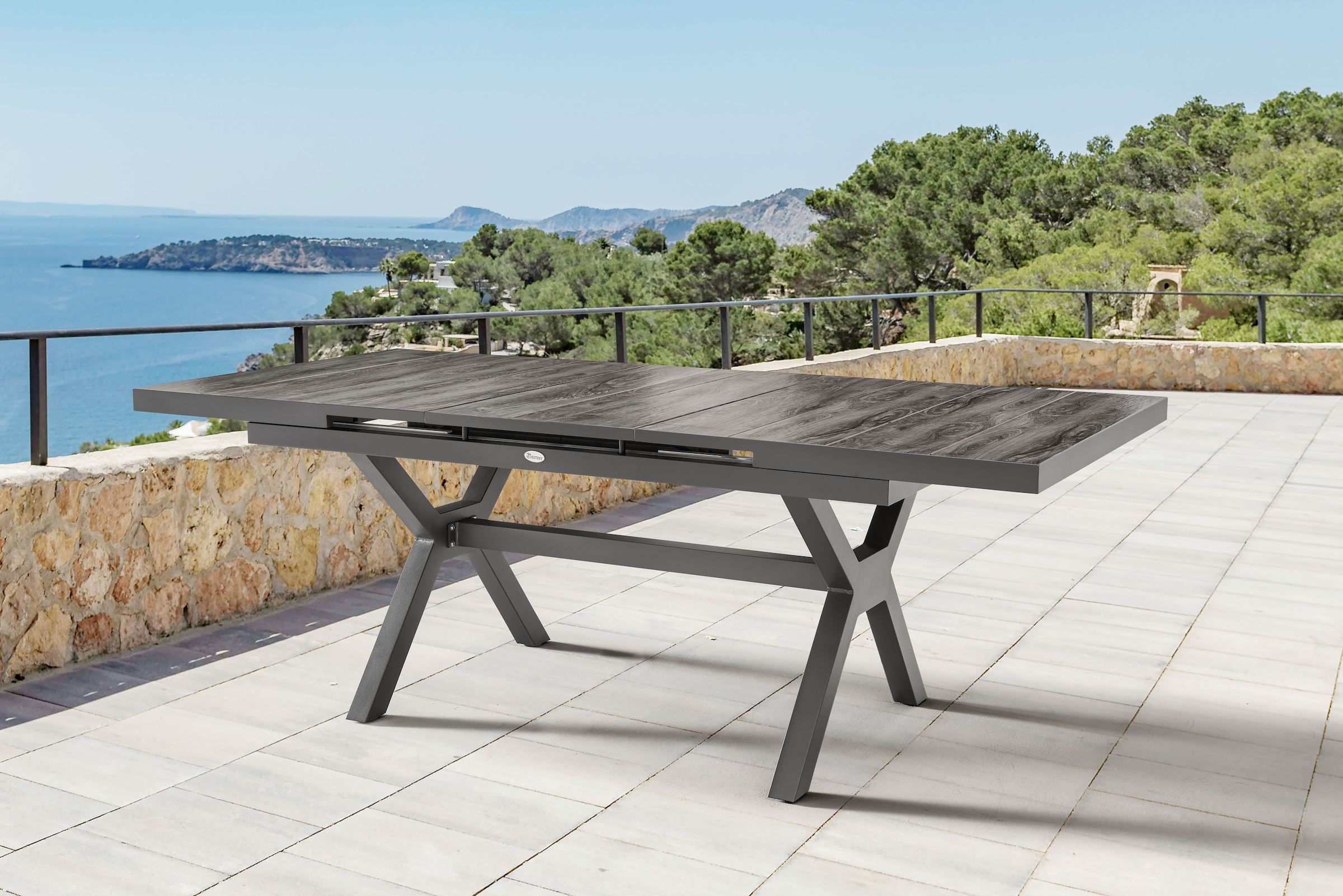 Destiny Garten-Essgruppe »MOLINO GARDA 4 Se + Ausziehtisch 160/210x100cm, anthrazit« Set,  Aluminium, Textilene, Keramikplatten
